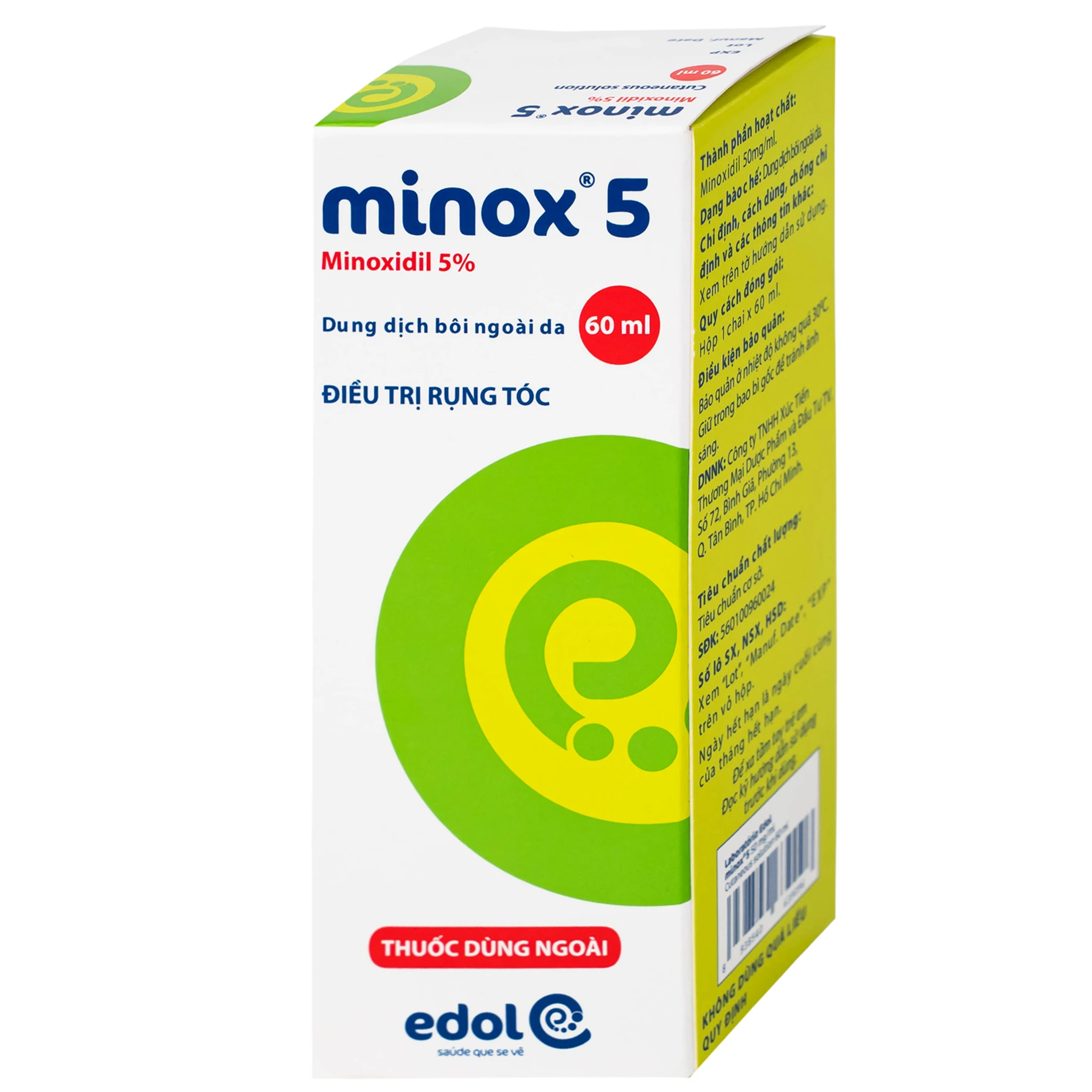 Thuốc Minox 50mg điều trị tại chỗ hói đầu và rụng tóc androgenic