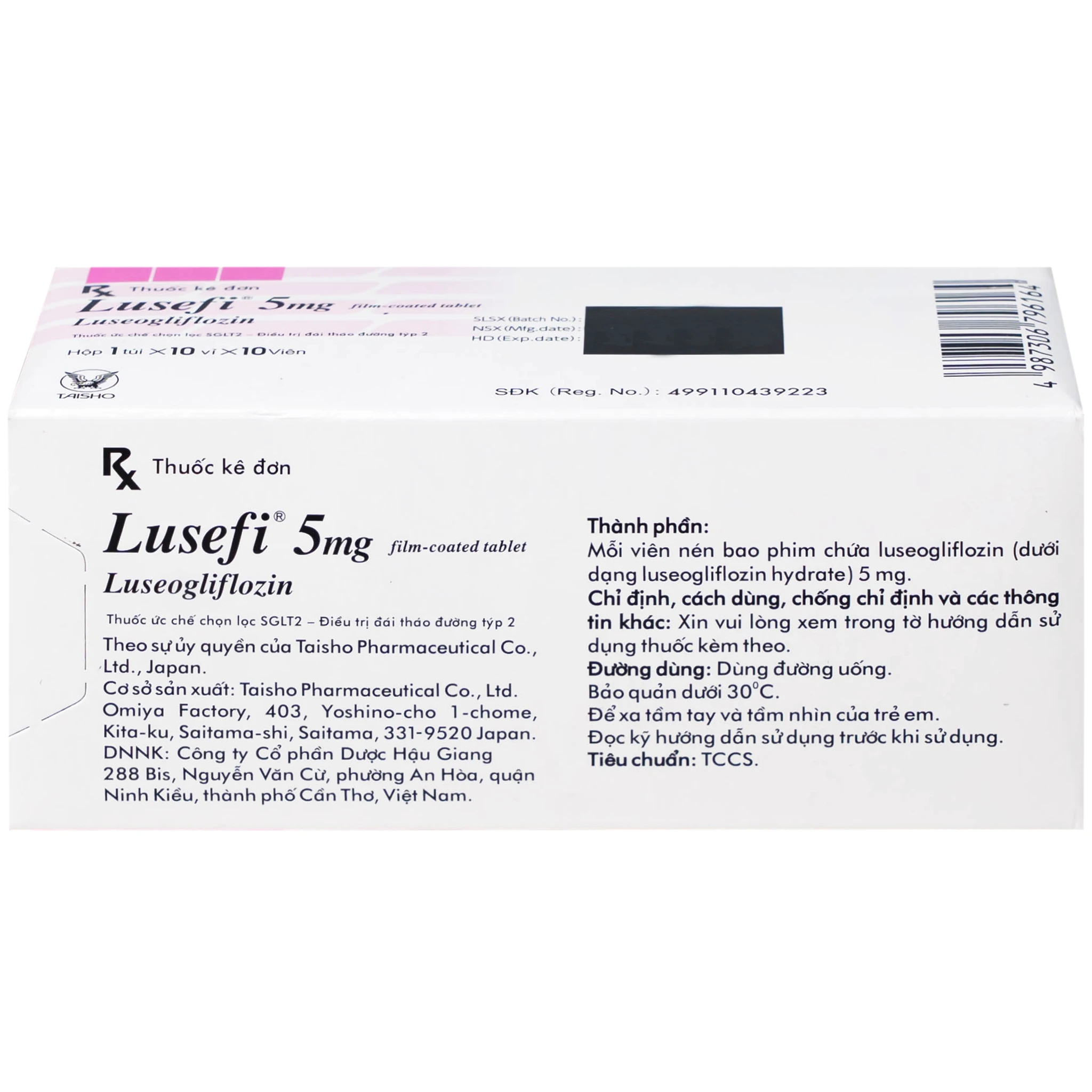 Thuốc Lusefi 5mg Taisho điều trị bệnh đái tháo đường tuýp 2, cải thiện ...