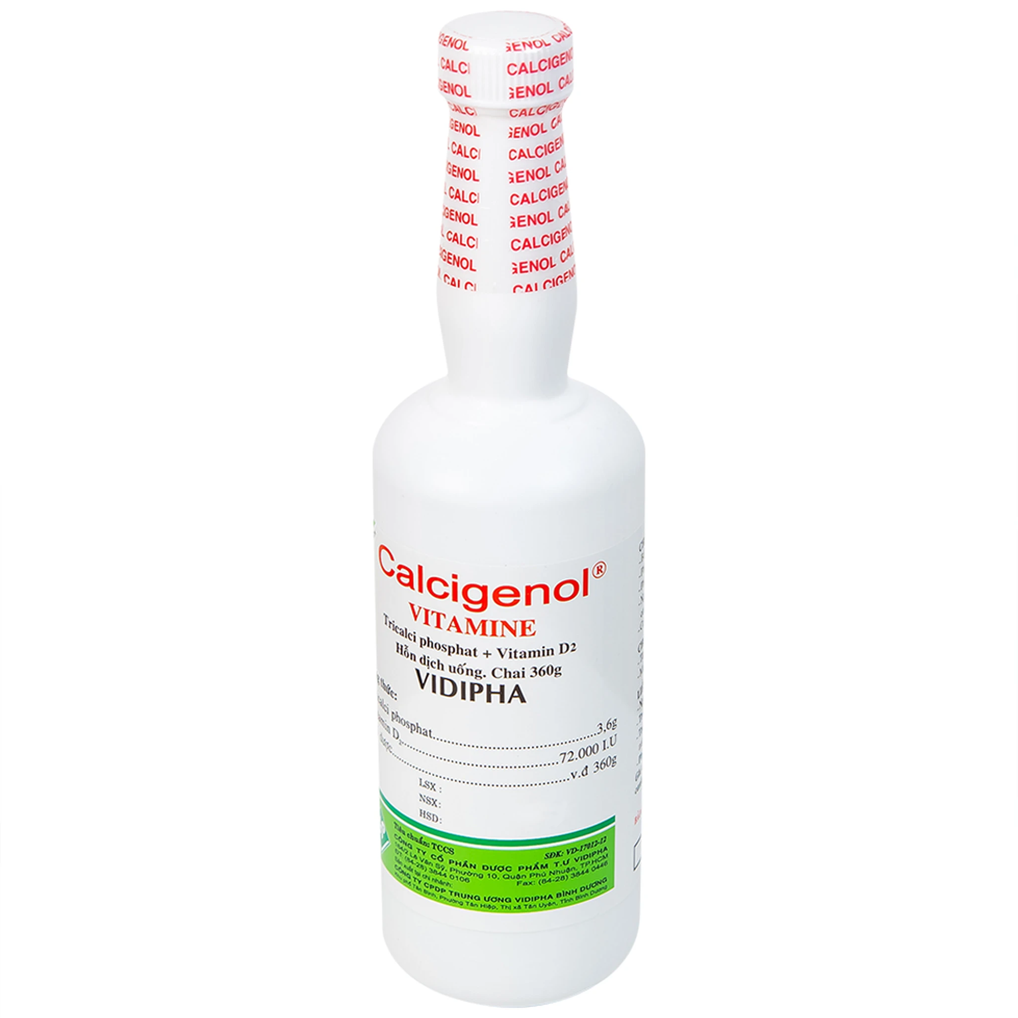 Hỗn dịch uống Calcigenol 360g bổ sung canxi, phòng còi xương