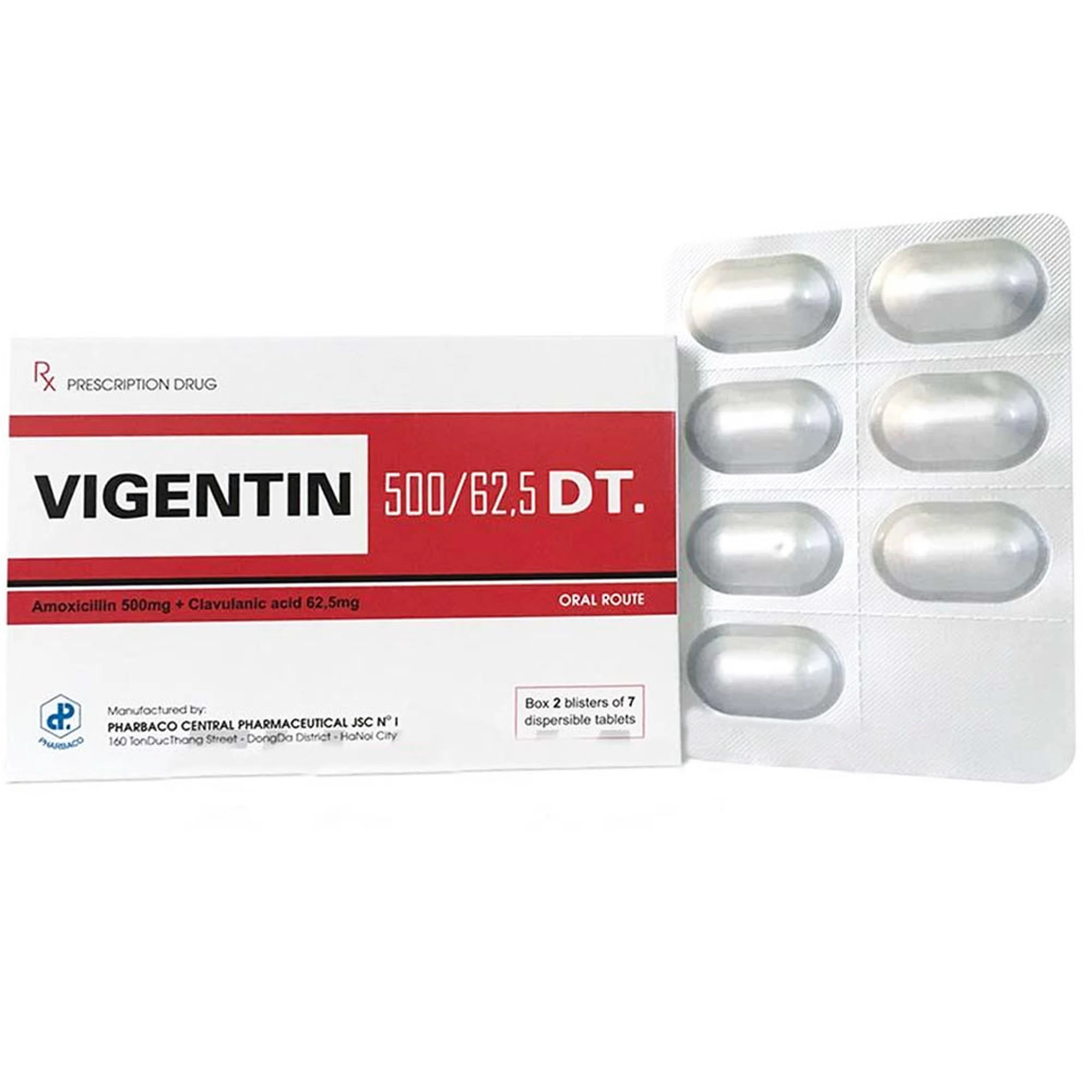 Thuốc Vigentin 500/62.5 DT Pharbaco điều trị nhiều loại nhiễm khuẩn ở ...