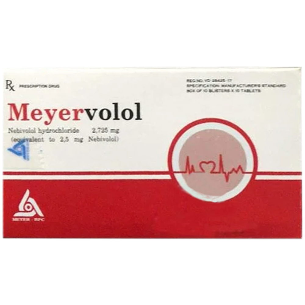 Hình ảnh Thuốc Meyervolol 2.5mg Meyer điều trị tăng huyết áp vô căn và suy tim ổn định (10 vỉ x 10 viên)