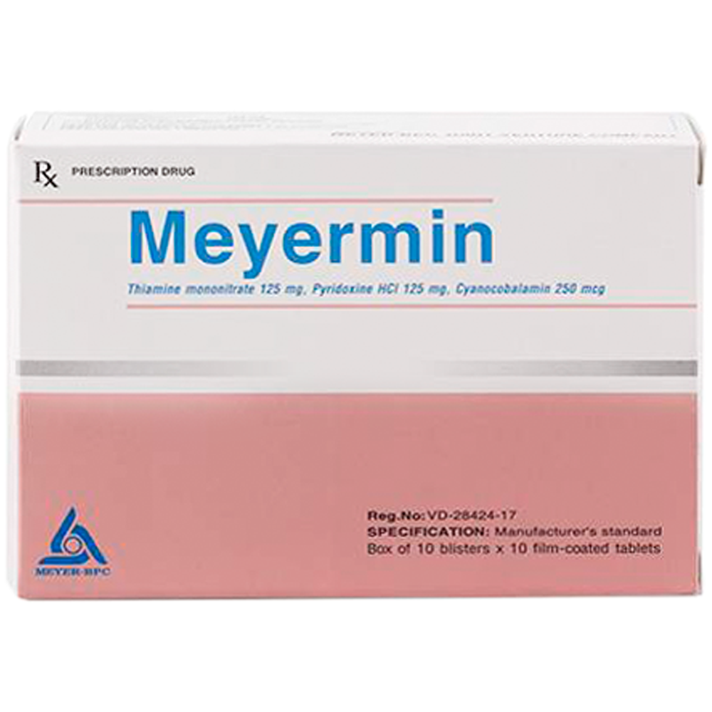 Hình ảnh Thuốc Meyermin Meyer-BPC dự phòng và điều trị thiếu vitamin nhóm B (10 vỉ x 10 viên)