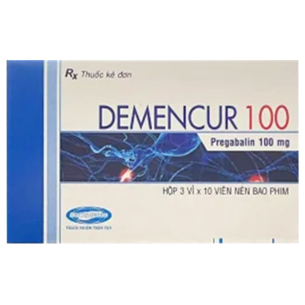 Hình ảnh Thuốc Demencur 100 DaviPharm điều trị đau thần kinh trung ương và ngoại vi (3 vỉ x 10 viên)
