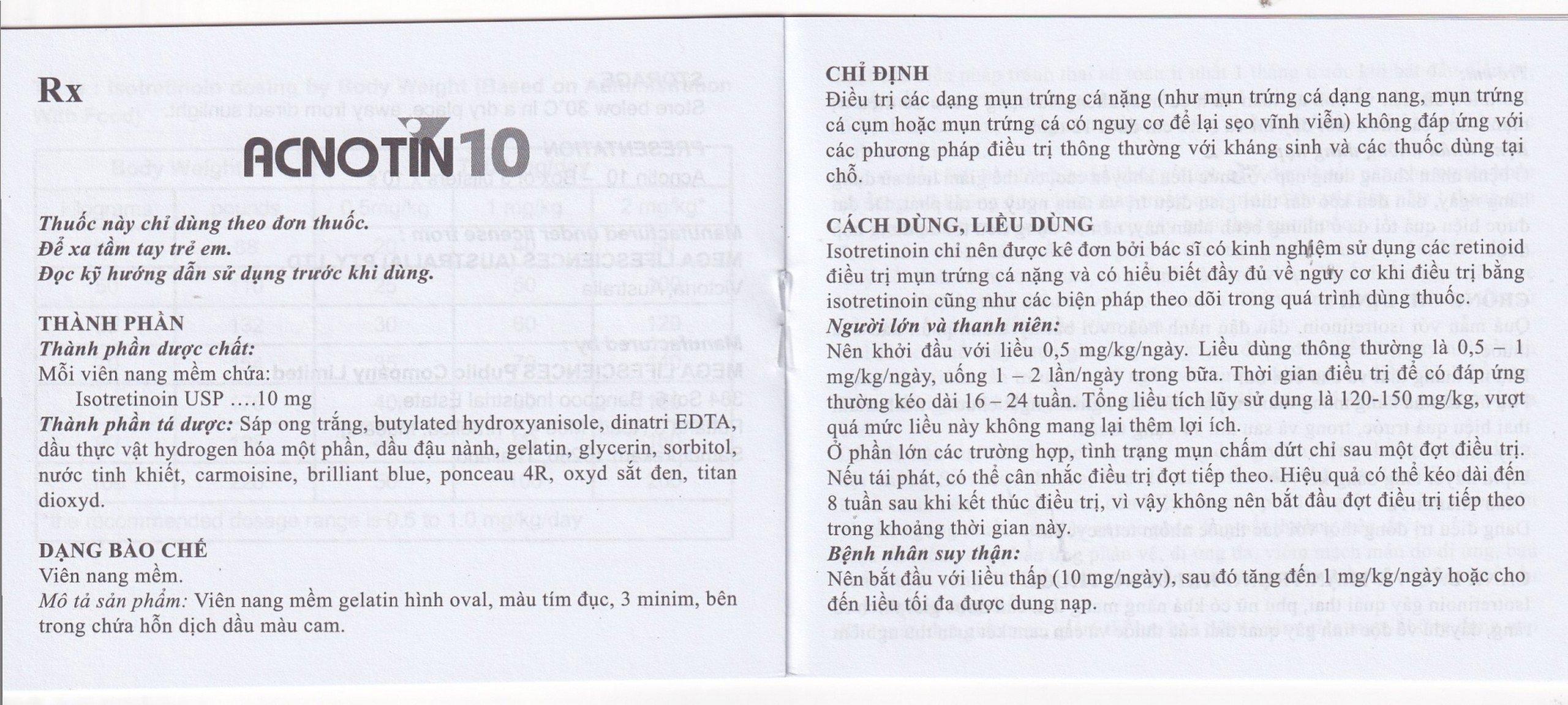 Thuốc Acnotin 10mg MEGA We care điều trị mụn trứng cá nặng (3 vỉ x 10 viên)