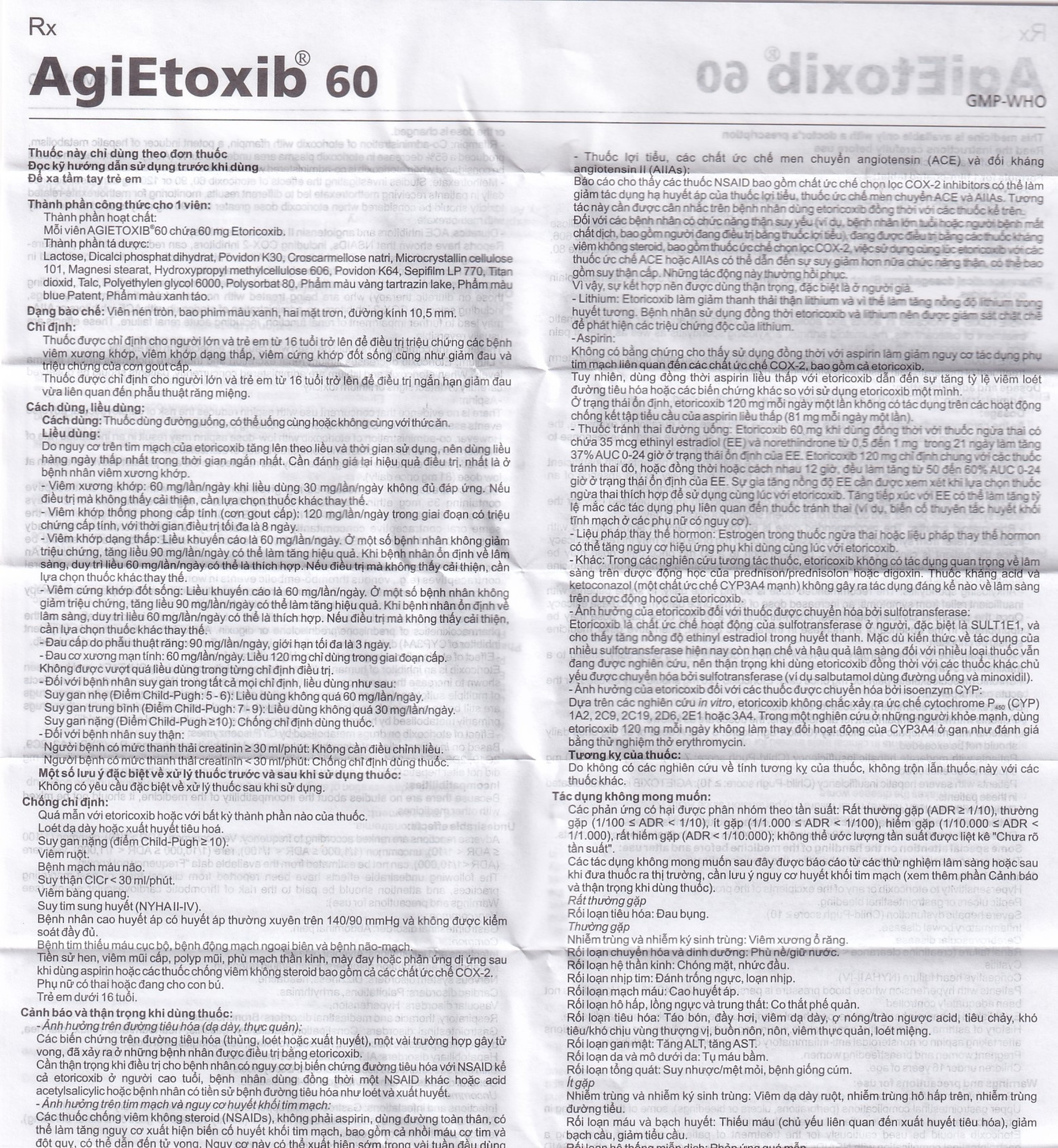 Thuốc Agietoxib 60 Agimexpharm điều trị viêm xương khớp (3 vỉ x 10 viên)