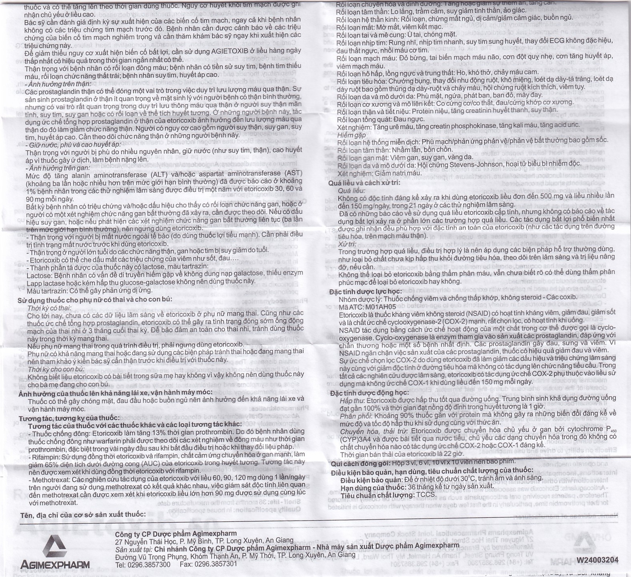 Thuốc Agietoxib 60 Agimexpharm điều trị viêm xương khớp (3 vỉ x 10 viên)