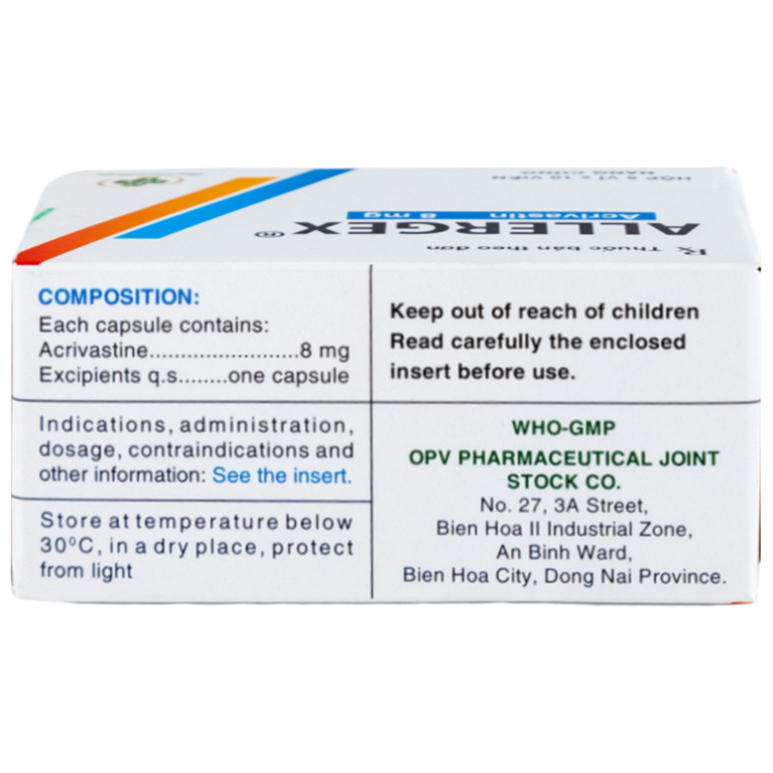 Thuốc Allergex 8mg OPV điều trị viêm mũi dị ứng, mày đay vô căn mạn tính (5 vỉ x 10 viên)