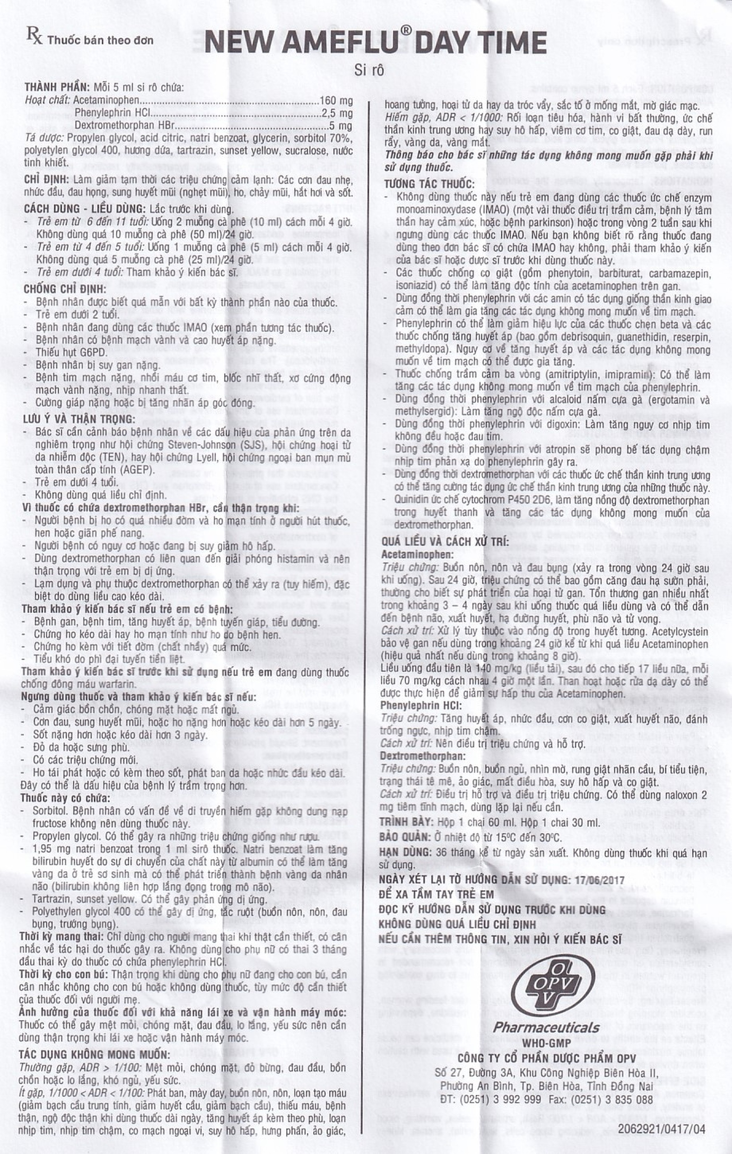 Siro New Ameflu Day Time 160mg/5ml OPV giảm các triệu chứng cảm cúm (60ml)