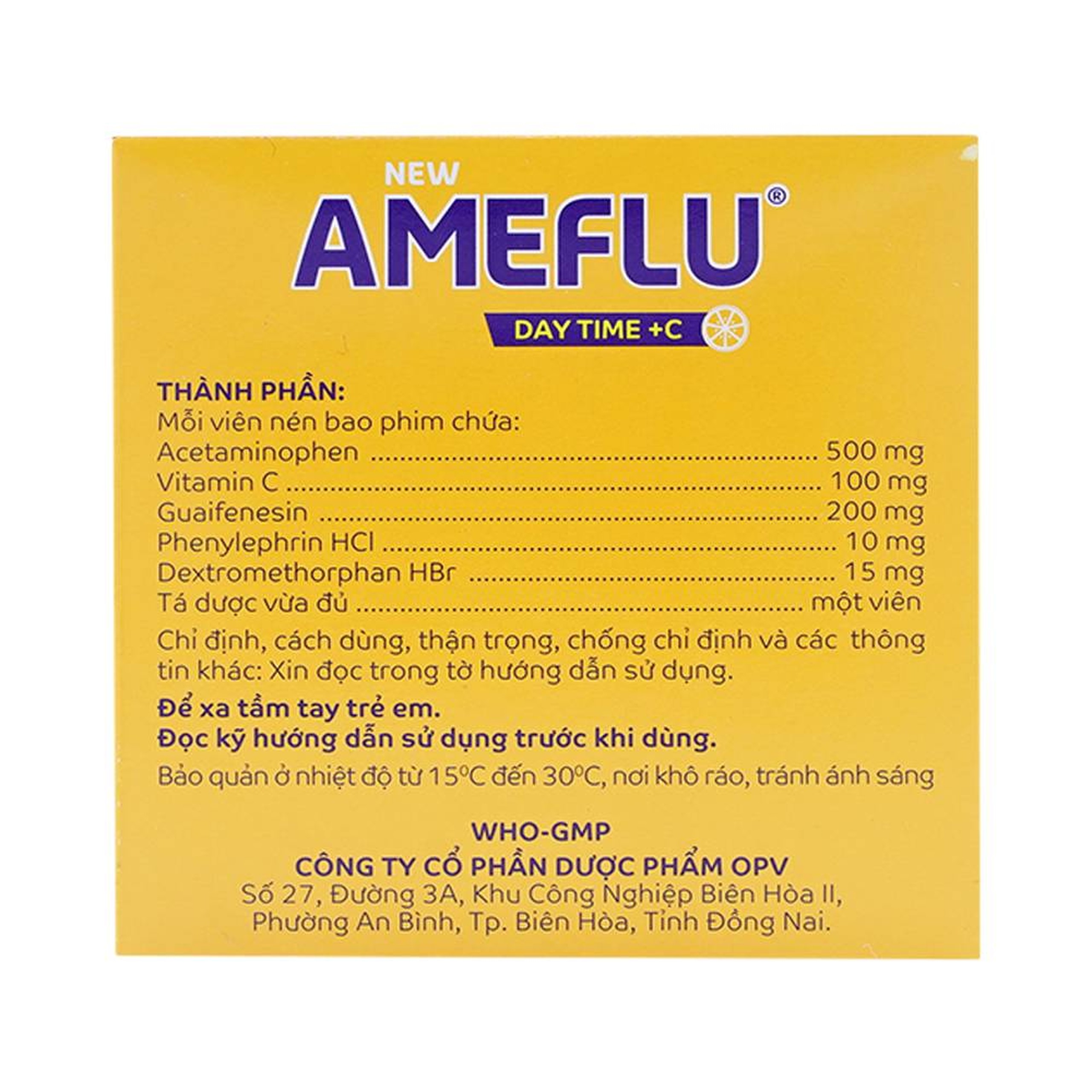 Viên nén New Ameflu Day Time +C OPV điều trị cảm lạnh, cảm cúm (10 vỉ x 10 viên)