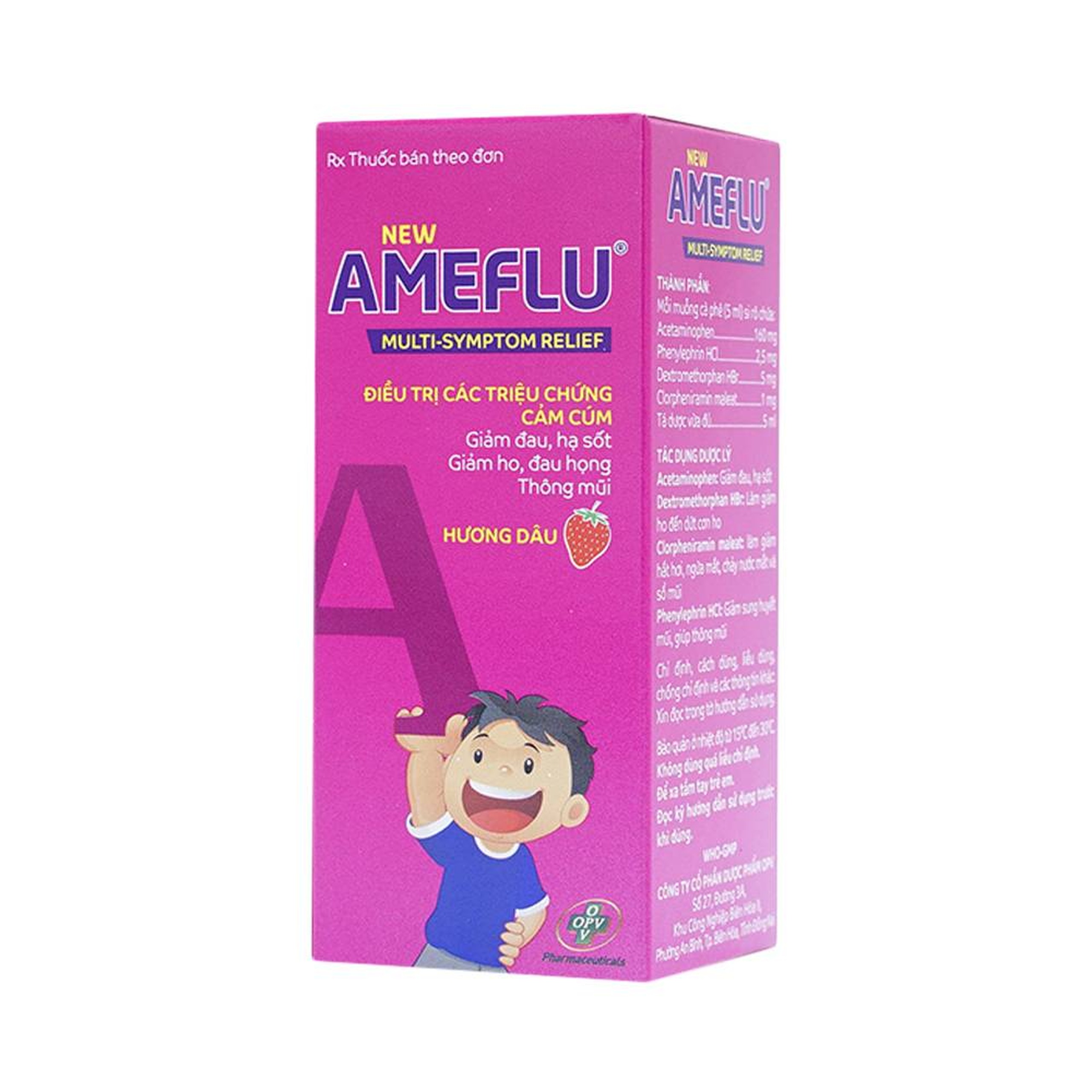 Siro Ameflu Multi-Symtom Relief OPV hương dâu điều trị các triệu chứng cảm cúm (60ml)