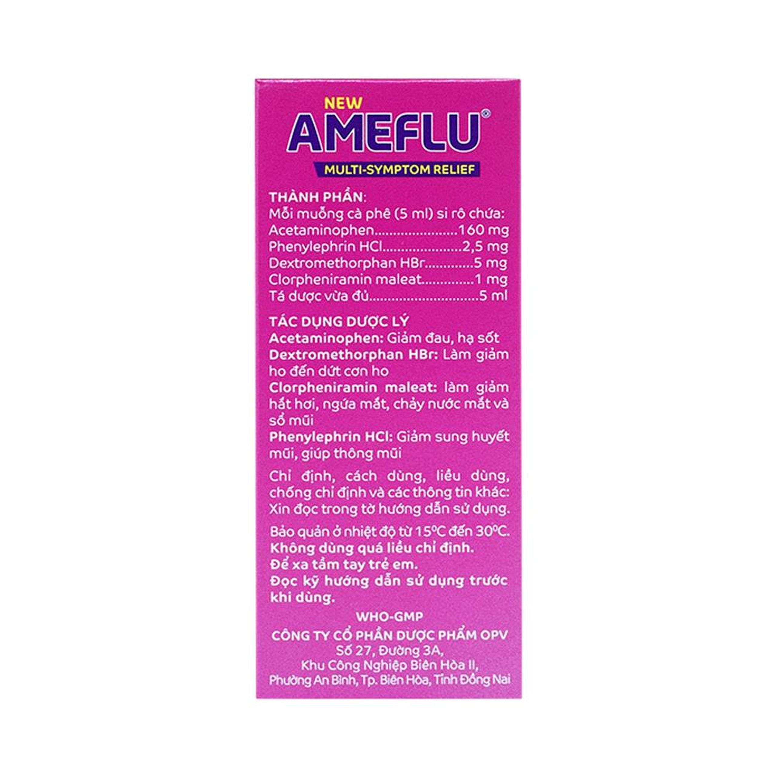 Siro Ameflu Multi-Symtom Relief OPV hương dâu điều trị các triệu chứng cảm cúm (60ml)