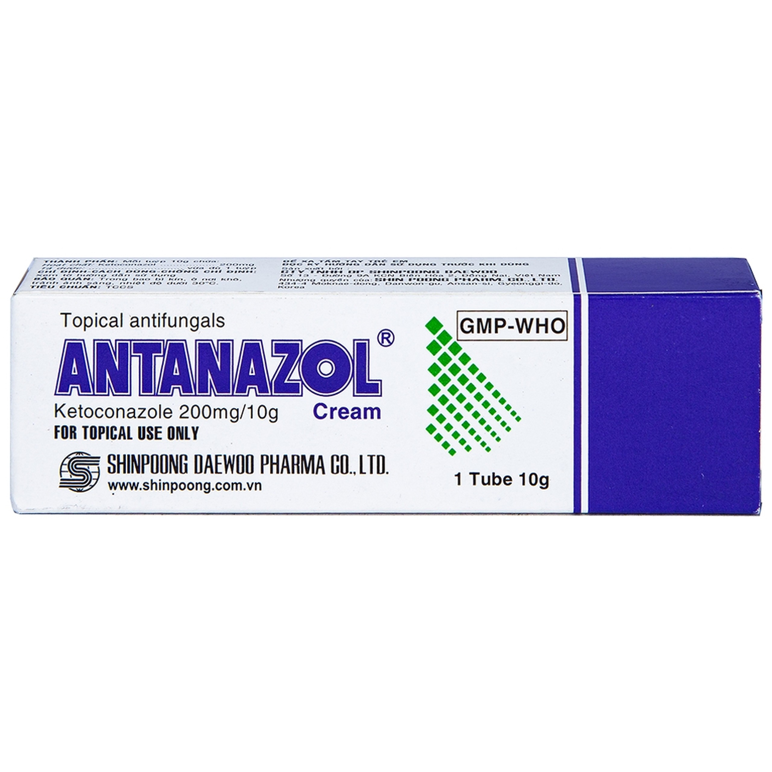 Kem bôi da Antanazol 200mg Shinpoong Daewoo điều trị các bệnh nhiễm nấm ngoài da (10g)