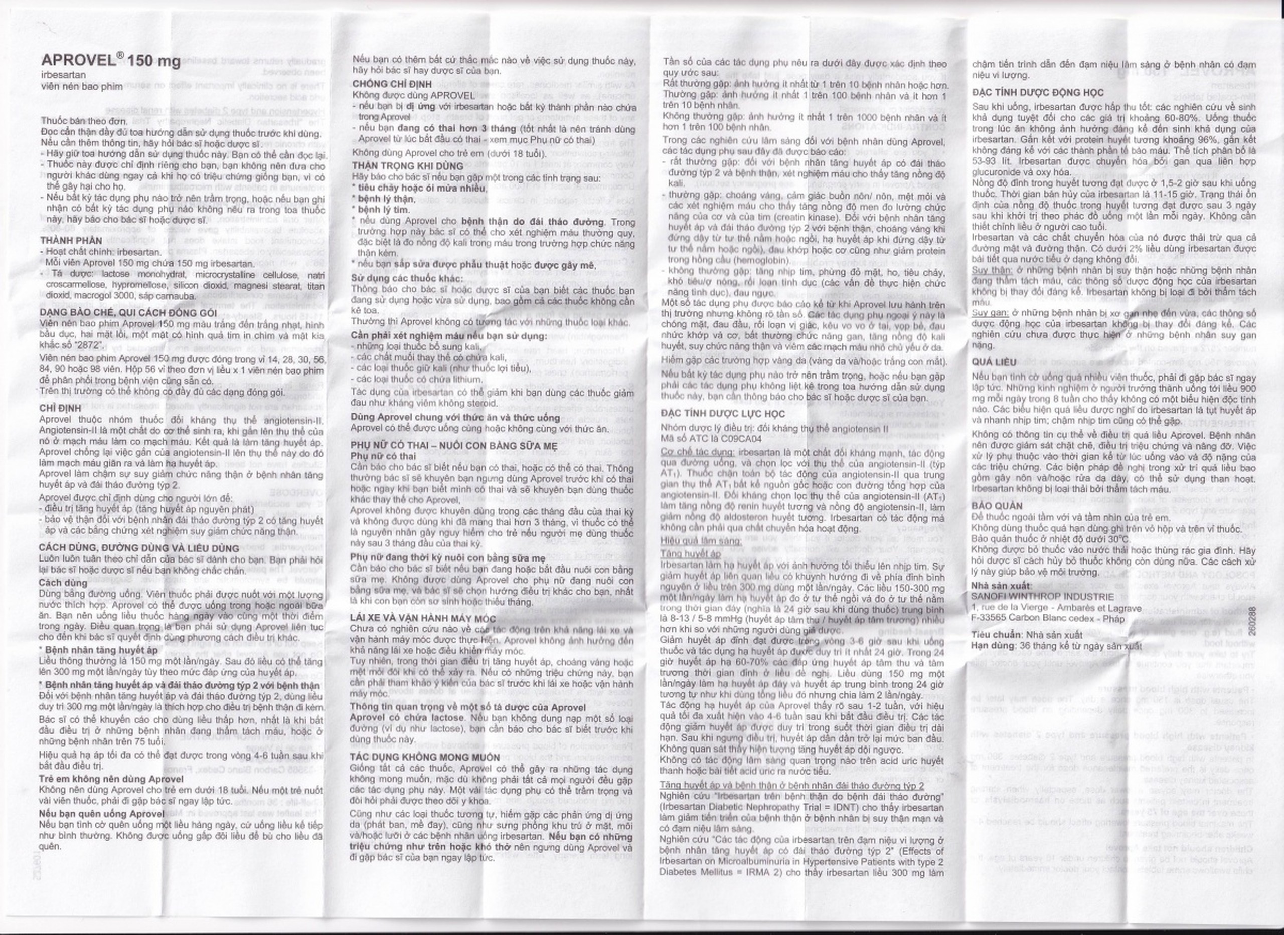 Thuốc Aprovel 150mg Sanofi điều trị tăng huyết áp (2 vỉ x 14 viên)