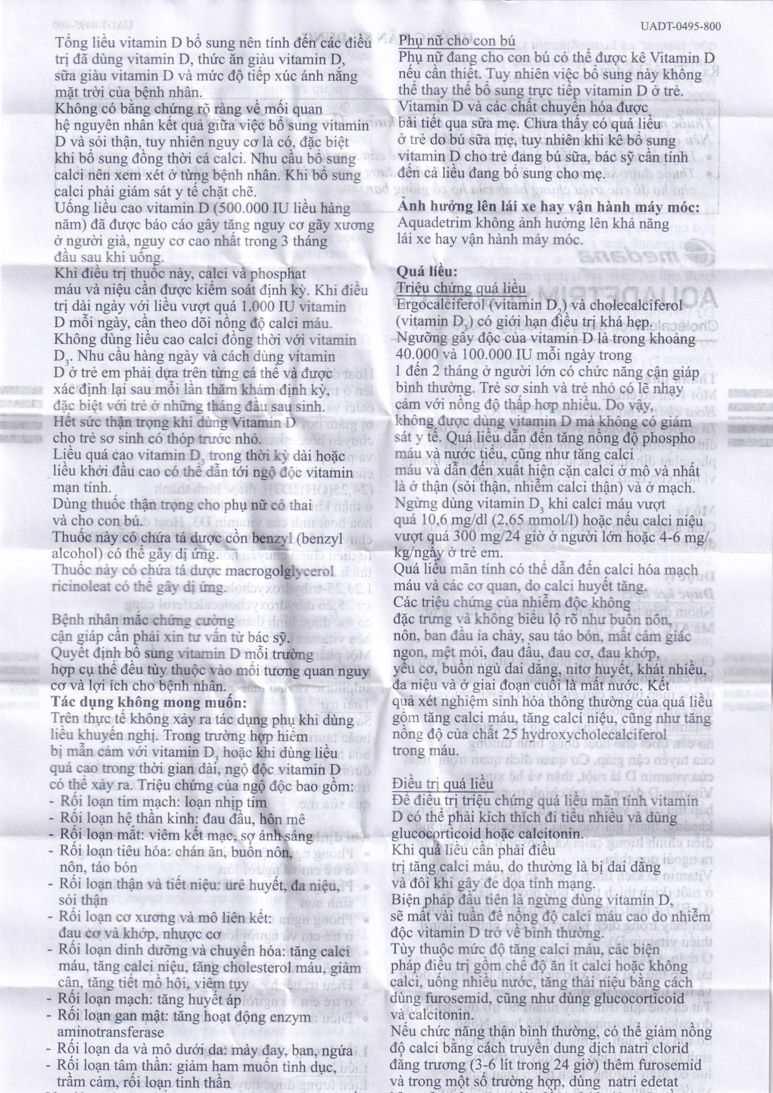 Dung dịch uống Aquadetrim Vitamin D3 Medana phòng ngừa còi xương, loãng xương (10ml)