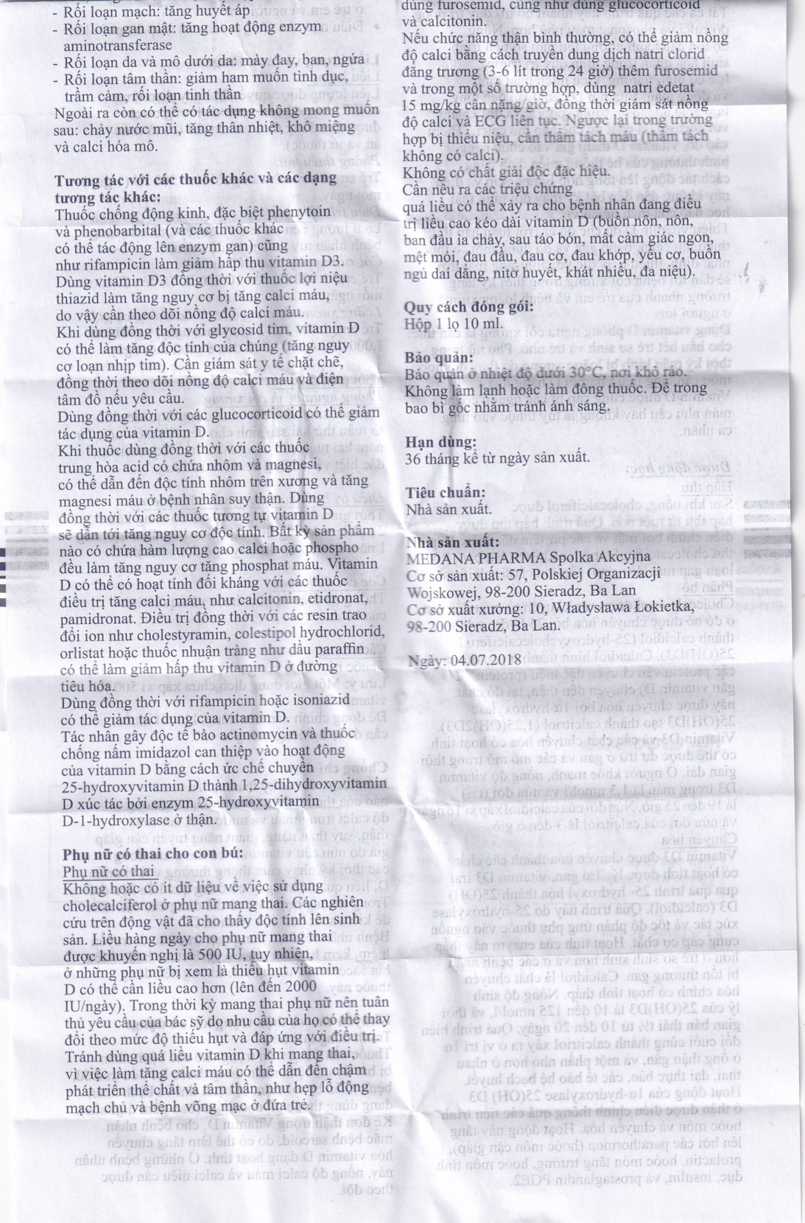 Dung dịch uống Aquadetrim Vitamin D3 Medana phòng ngừa còi xương, loãng xương (10ml)