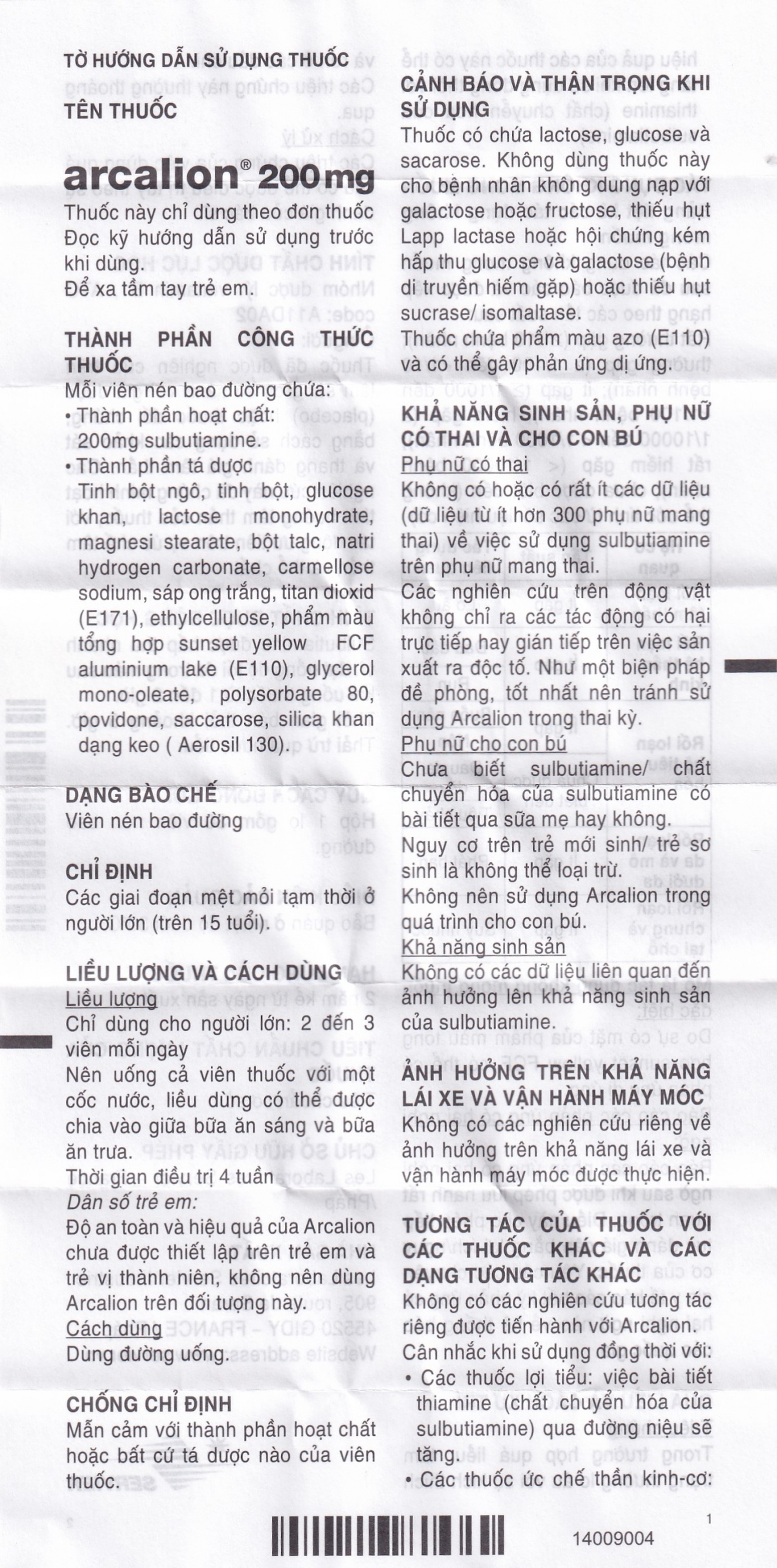 Thuốc Arcalion 200 Servier điều trị các giai đoạn mệt mỏi tạm thời (30 viên)