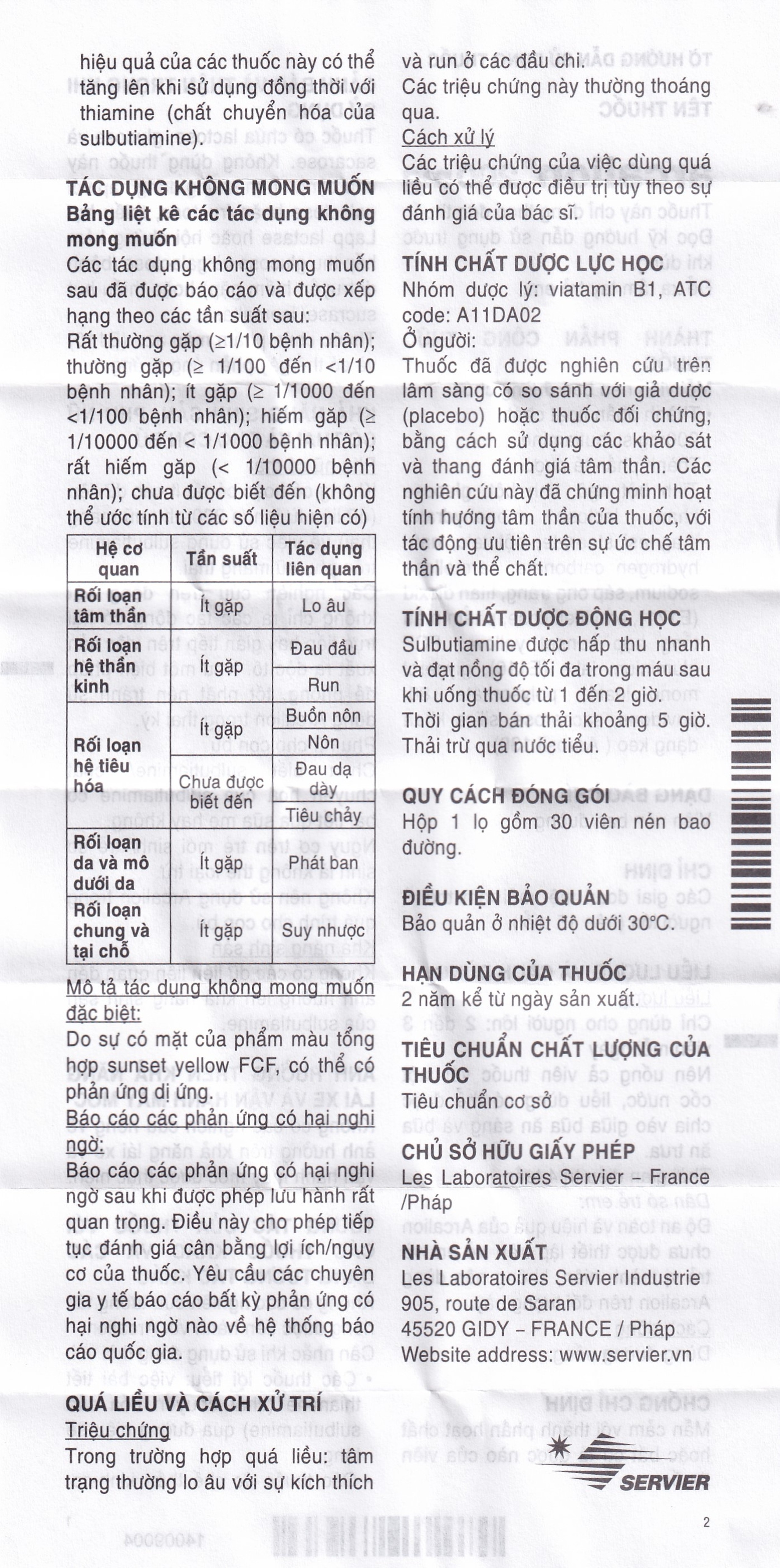 Thuốc Arcalion 200 Servier điều trị các giai đoạn mệt mỏi tạm thời (30 viên)