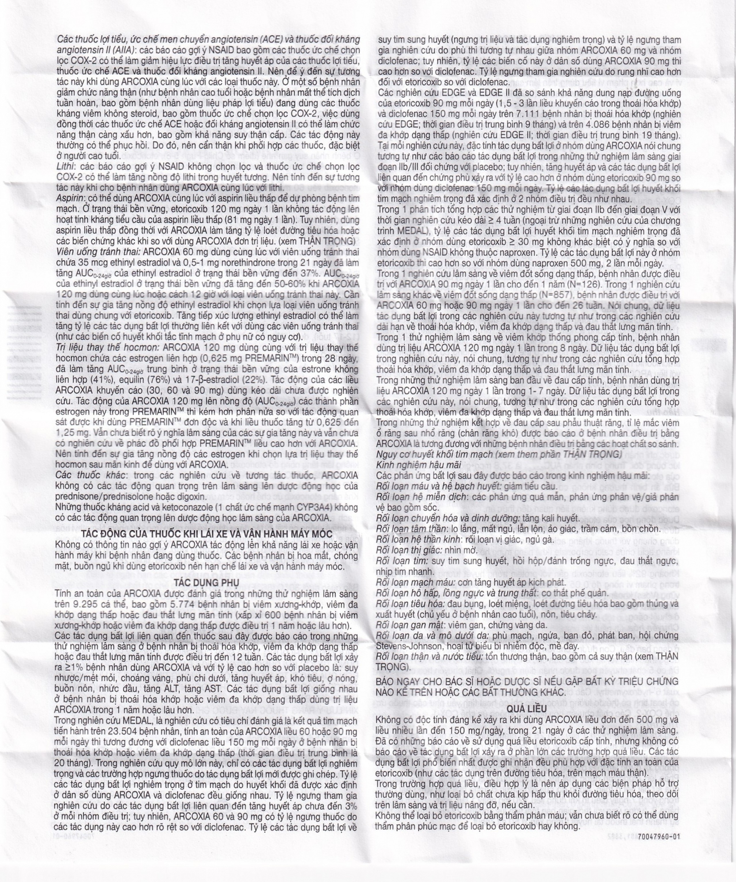 Thuốc Arcoxia 120mg MSD điều trị thoái hoá khớp, viêm khớp dạng thấp (3 vỉ x 10 viên)