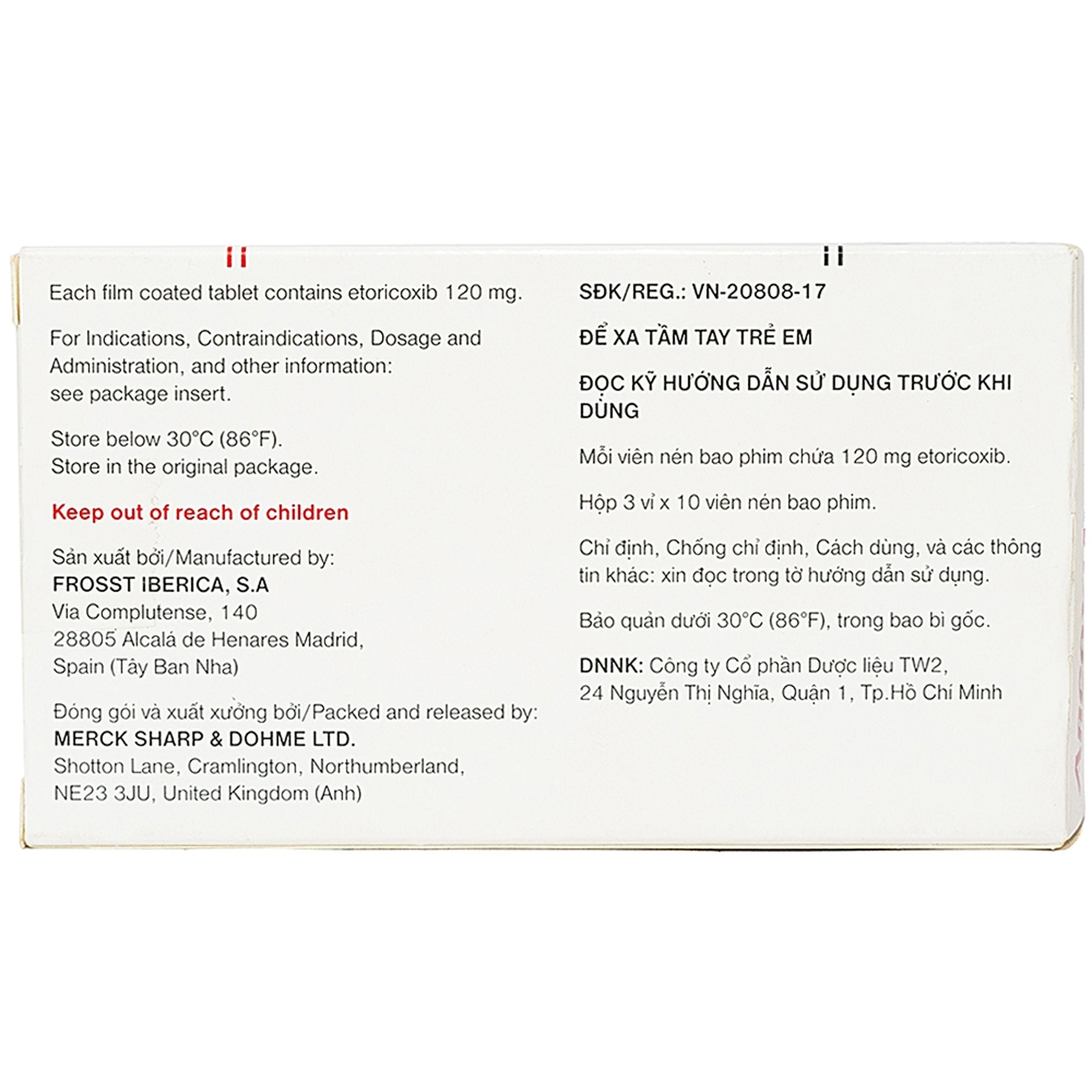 Thuốc Arcoxia 120mg MSD điều trị thoái hoá khớp, viêm khớp dạng thấp (3 vỉ x 10 viên)