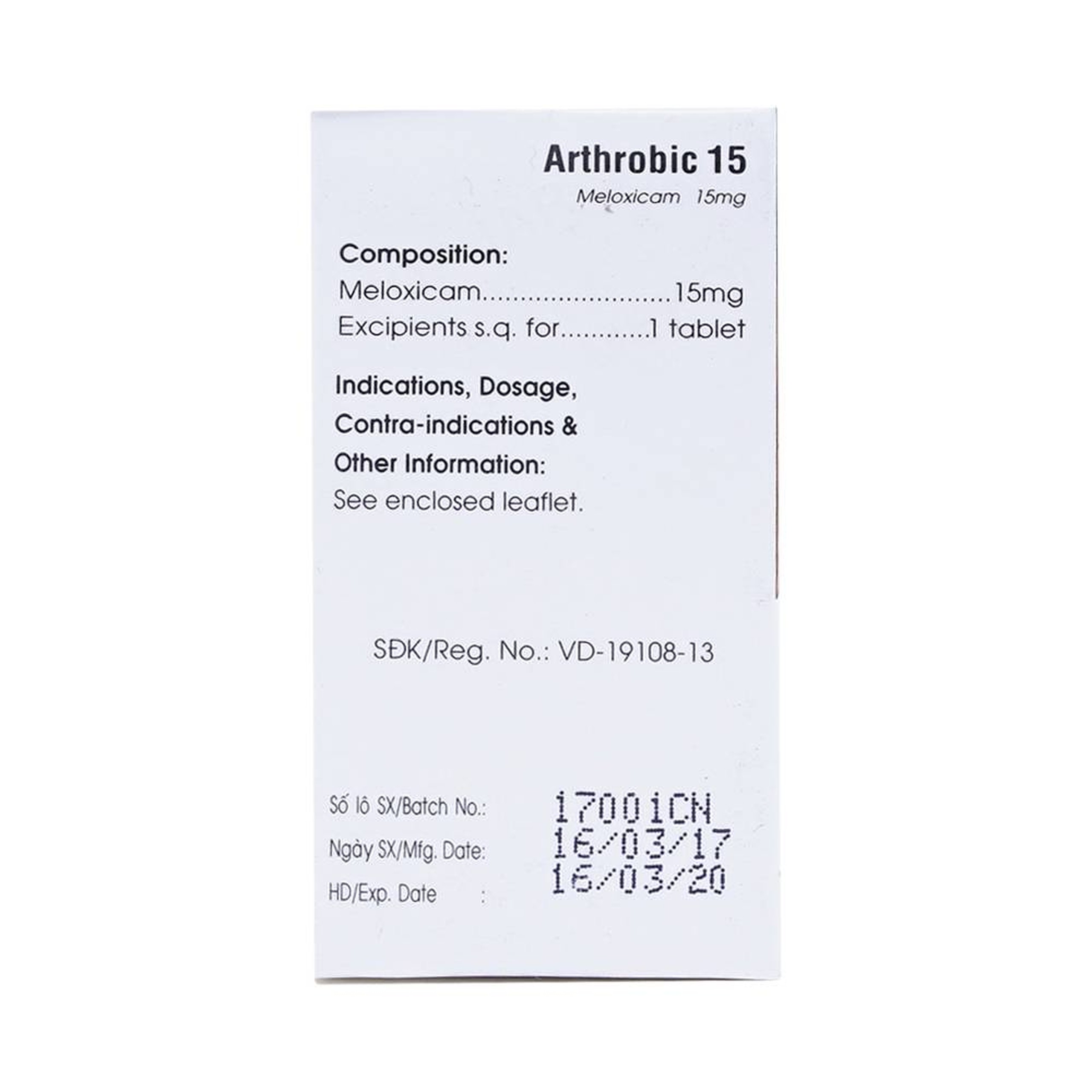 Thuốc Arthrobic 15 Mekophar điều trị viêm đau xương khớp, viêm khớp dạng thấp (30 viên)