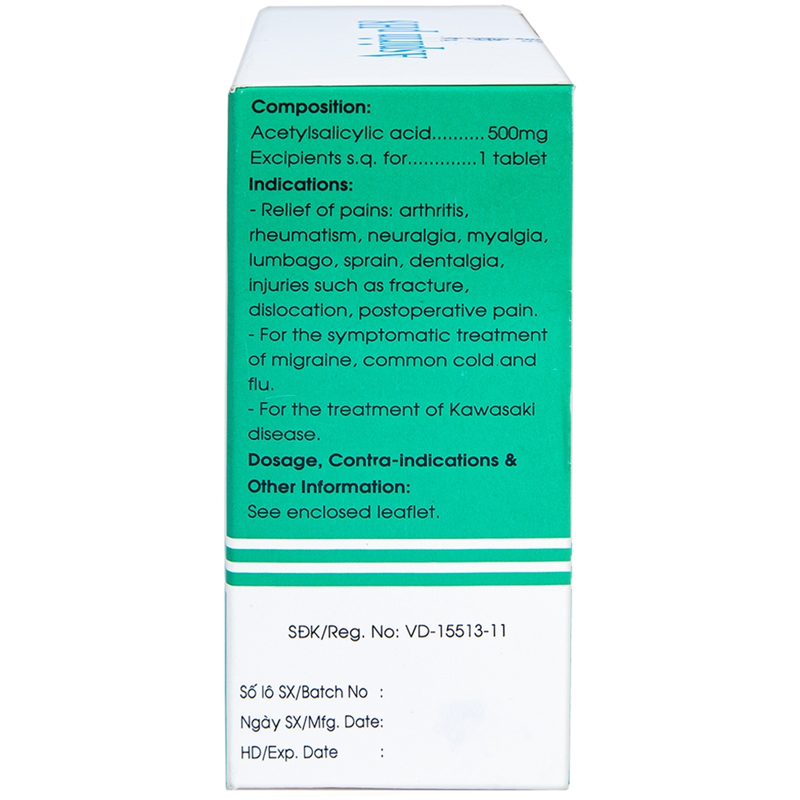 Thuốc Aspirin pH8 Mekophar giảm cơn đau nhẹ và vừa, hạ sốt (20 vỉ x 10 viên)