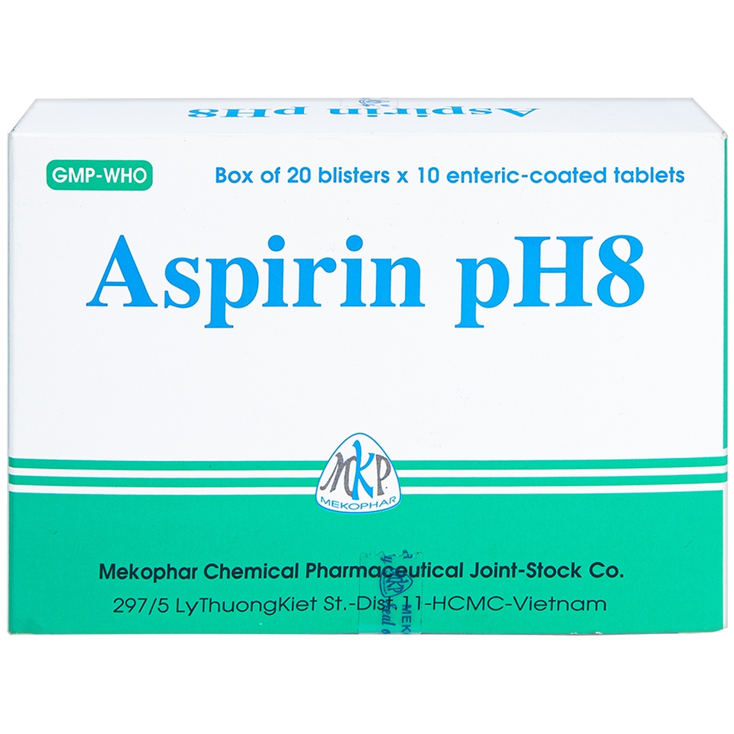Thuốc Aspirin pH8 Mekophar giảm cơn đau nhẹ và vừa, hạ sốt (20 vỉ x 10 viên)
