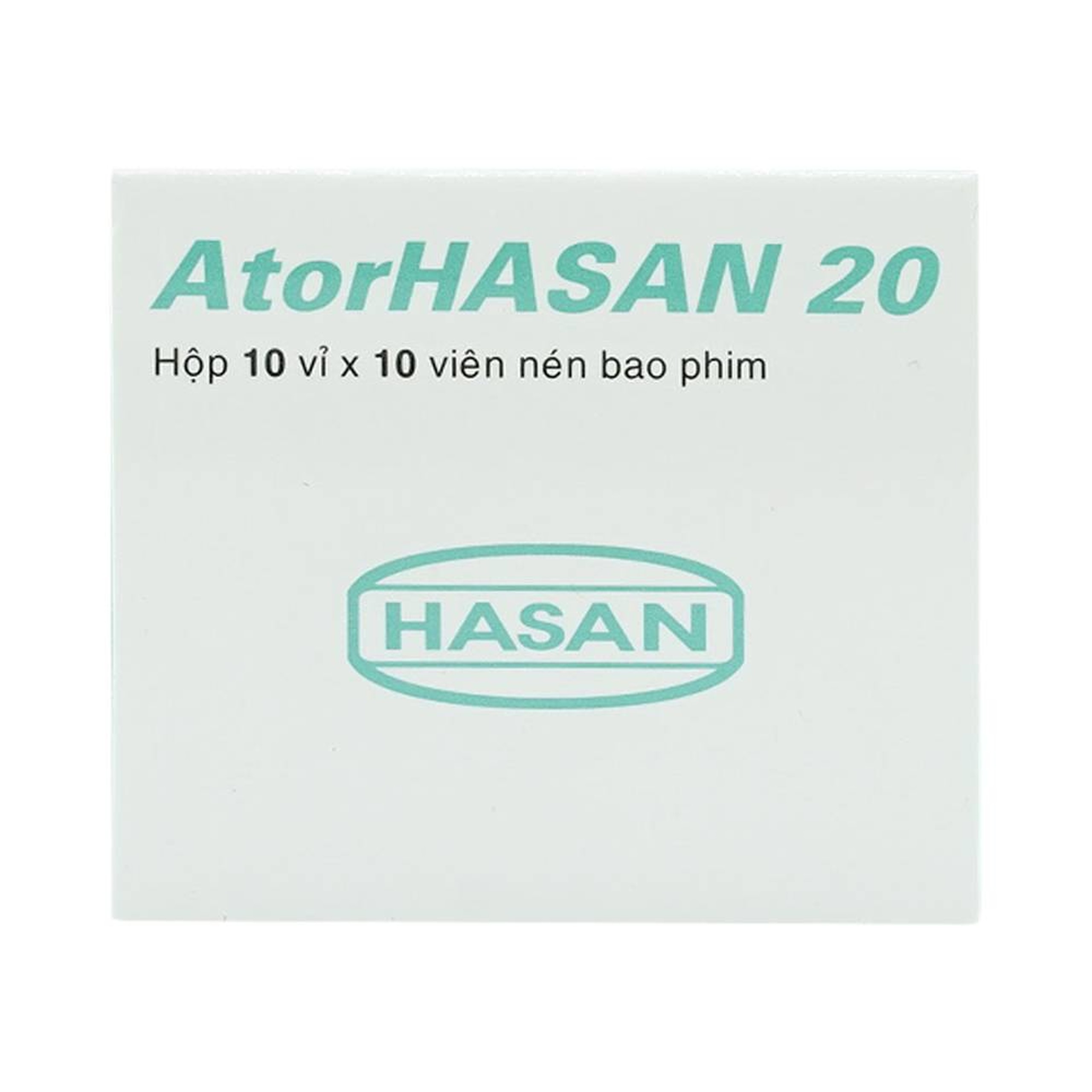 Thuốc AtorHasan 20mg giảm cholesterol và triglycerid trong máu (10 vỉ x 10 viên)