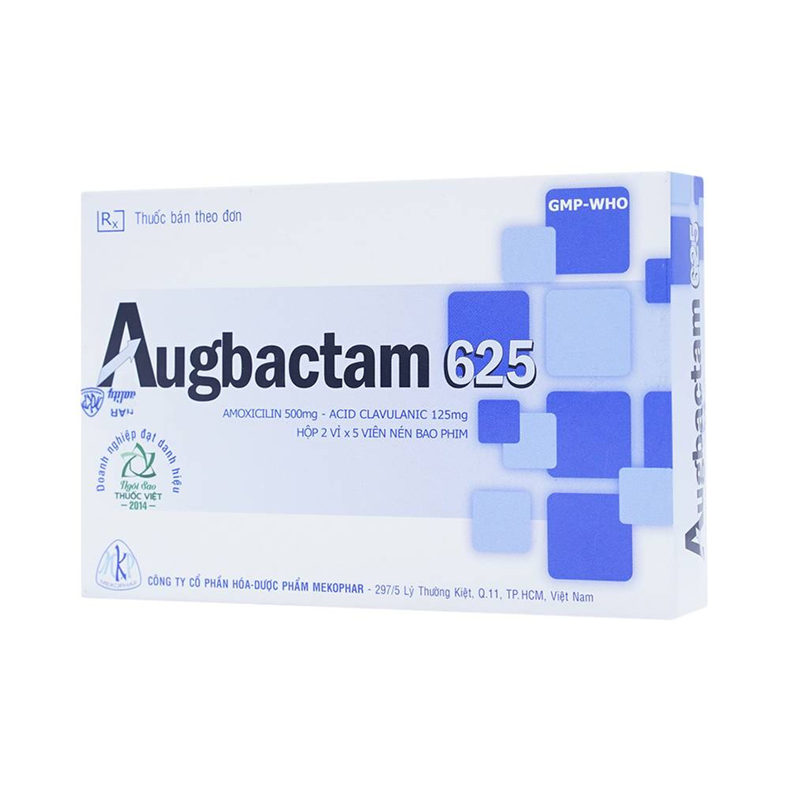 Thuốc Augbactam 625 Mekophar điều trị nhiễm khuẩn (2 vỉ x 5 viên)