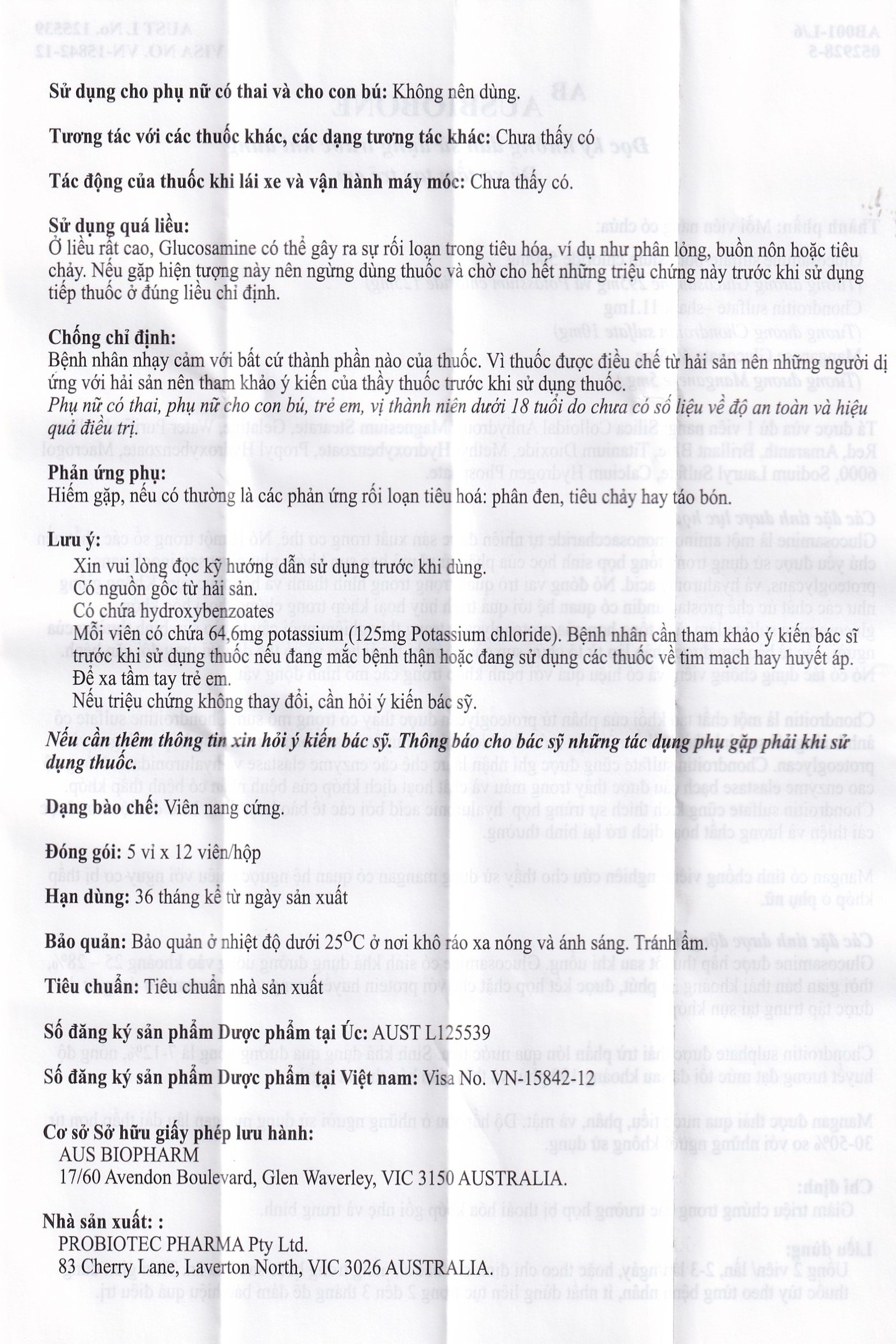 Thuốc Ausbiobone Biopharm điều trị triệu chứng thoái hóa khớp gối nhẹ và trung bình (60 viên)