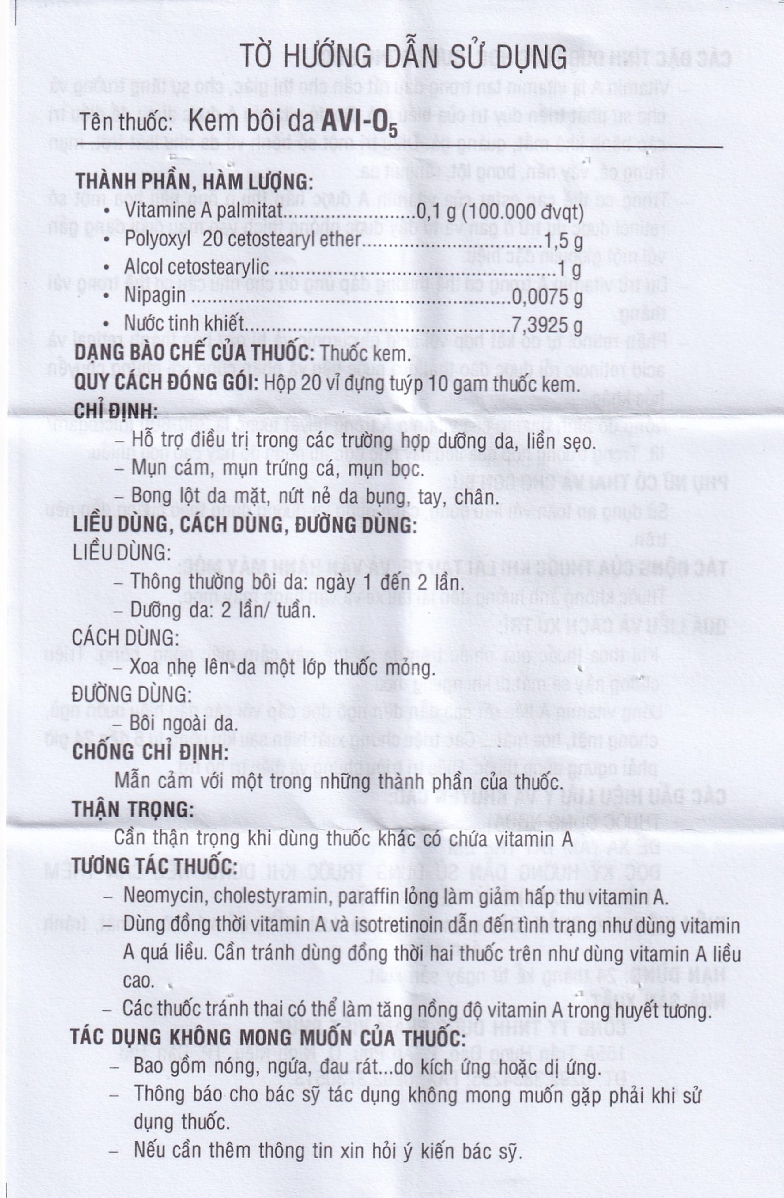 Kem bôi da Avi-O5 Việt Phúc hỗ trợ dưỡng da, liền sẹo (10g)