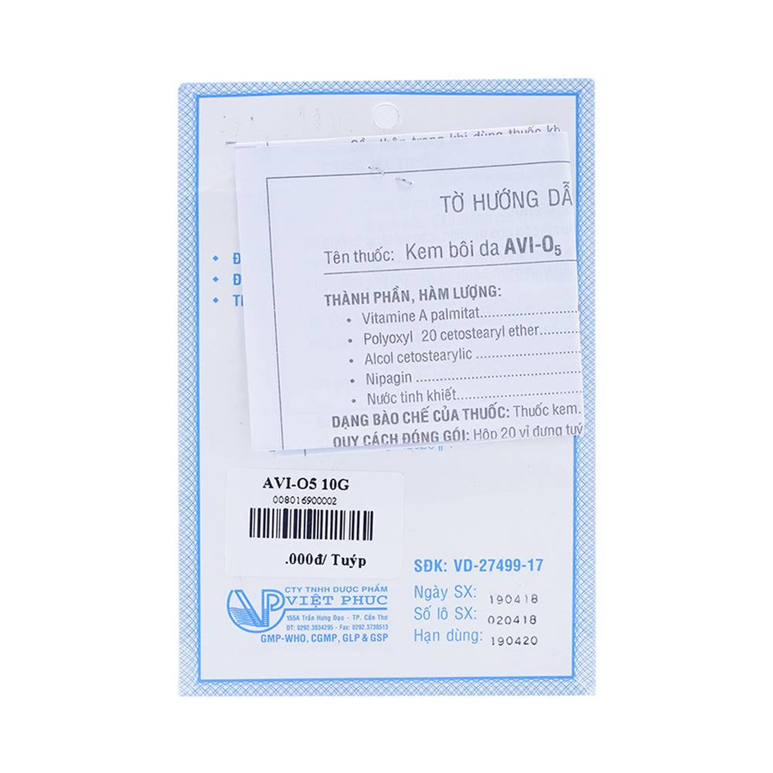 Kem bôi da Avi-O5 Việt Phúc hỗ trợ dưỡng da, liền sẹo (10g)