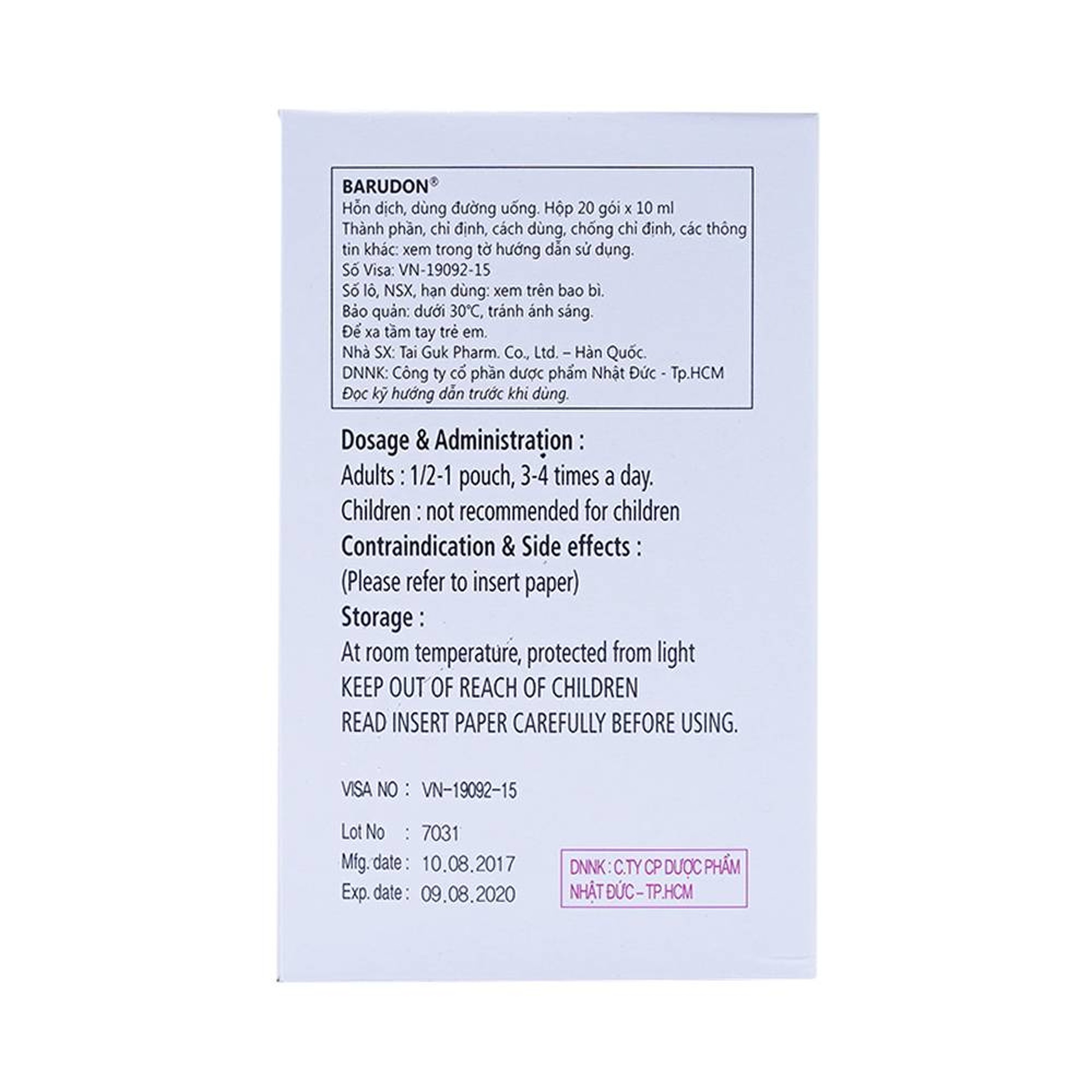 Hỗn dịch Barudon Susp Clesstra giảm đau nhanh trong viêm dạ dày, loét dạ dày - tá tràng (20 gói x 10ml)