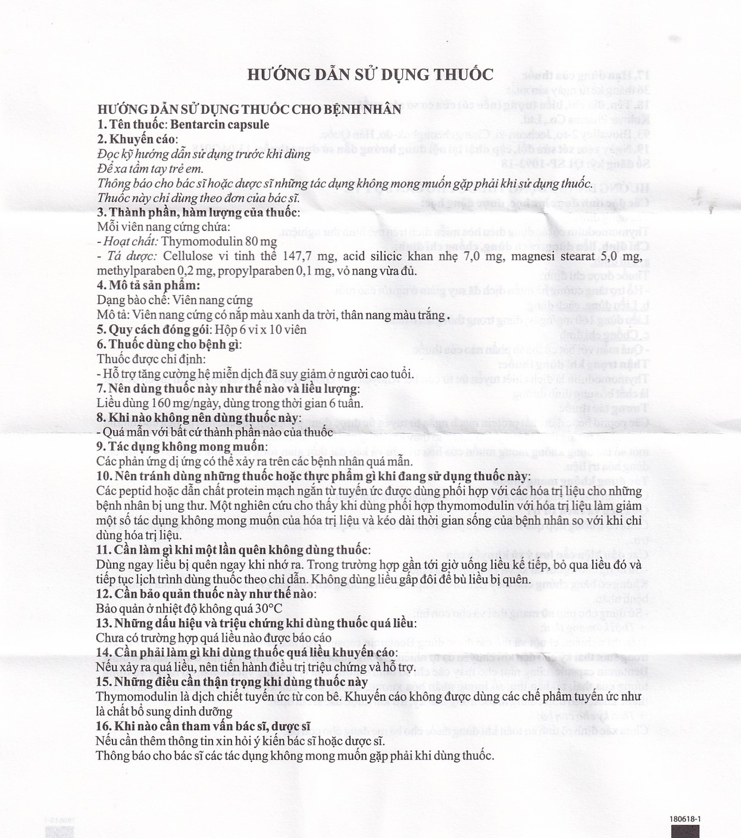 Thuốc Bentarcin 80mg Kolmar chống ung thư, hỗ trợ điều trị tác động vào hệ miễn dịch (6 vỉ x 10 viên)