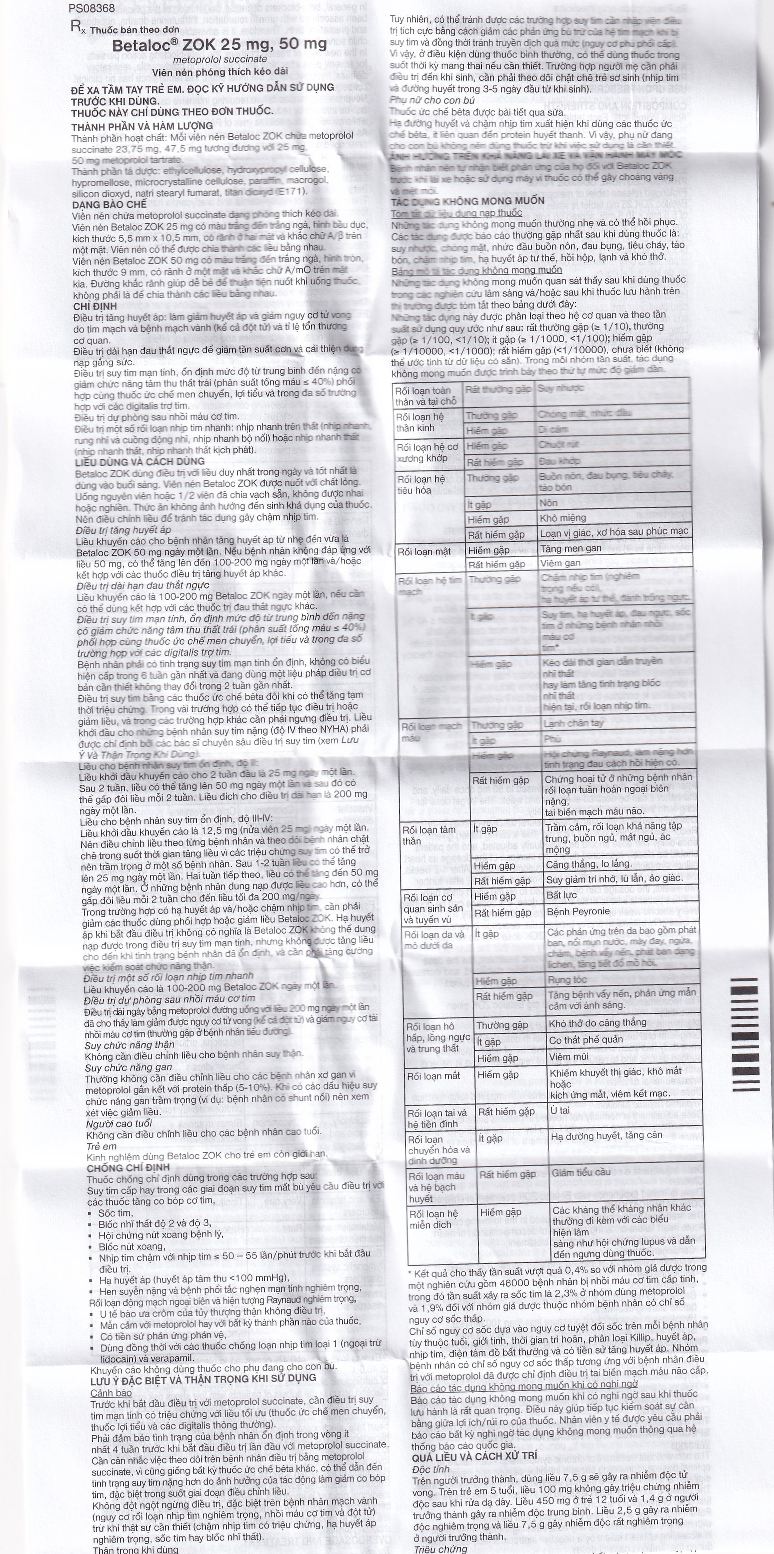 Thuốc Betaloc Zok 50mg AstraZeneca điều trị tăng huyết áp (2 vỉ x 14 viên)