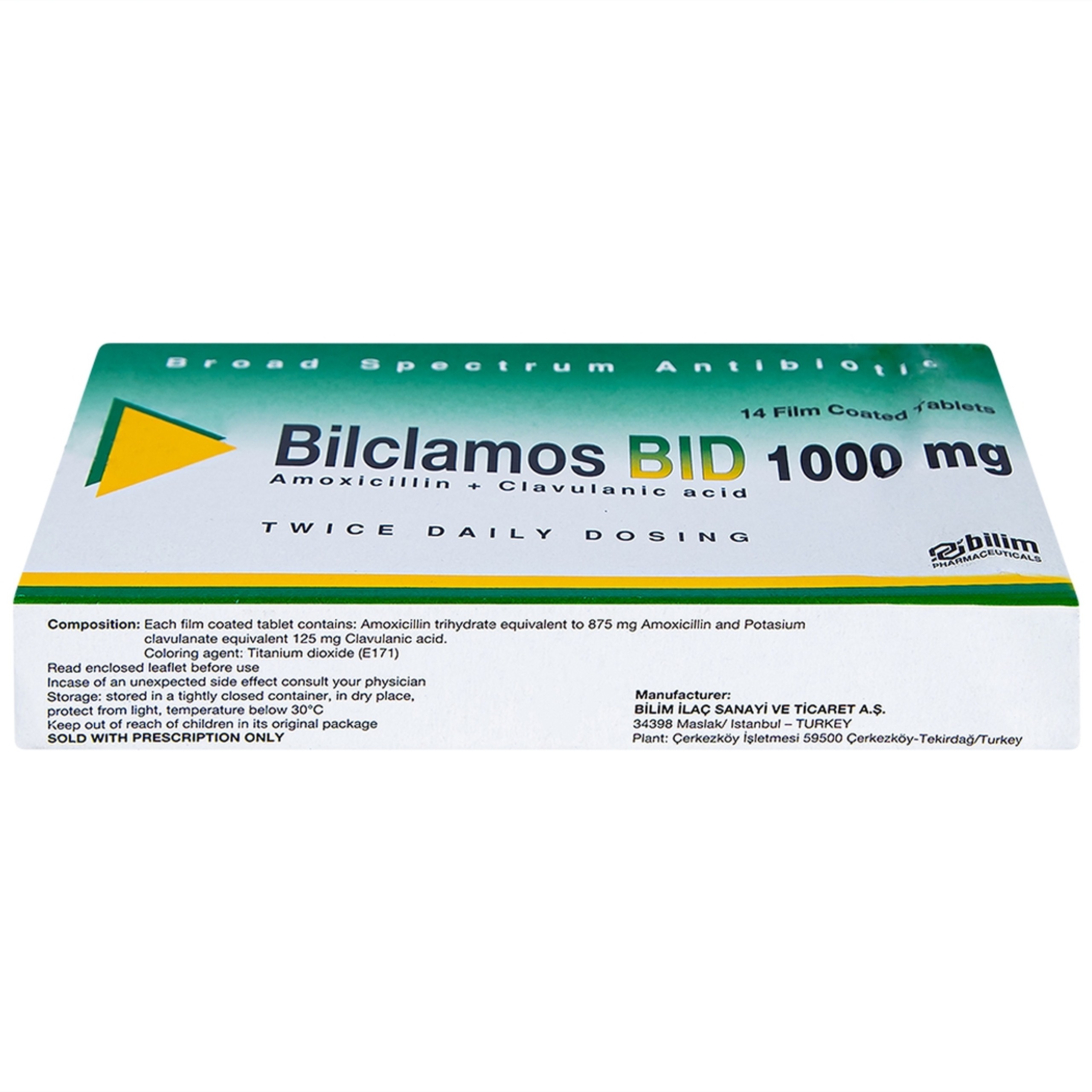Thuốc Bilclamos Bid 1000mg Bilim Ilac điều trị nhiễm khuẩn (2 vỉ x 7 viên)