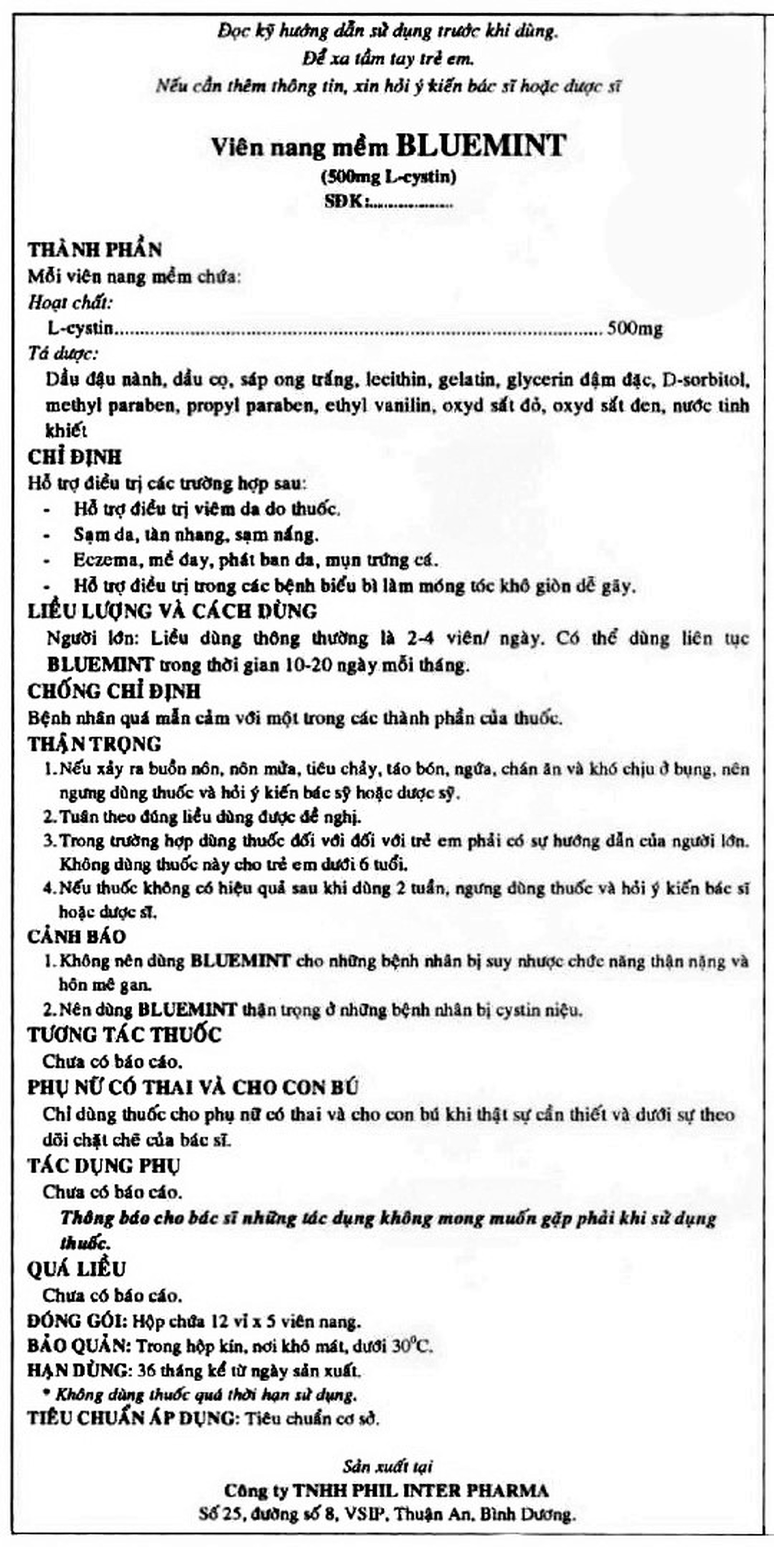 Thuốc Bluemint Phil hỗ trợ điều trị viêm da, sạm da, tàn nhang (12 vỉ x 5 viên)
