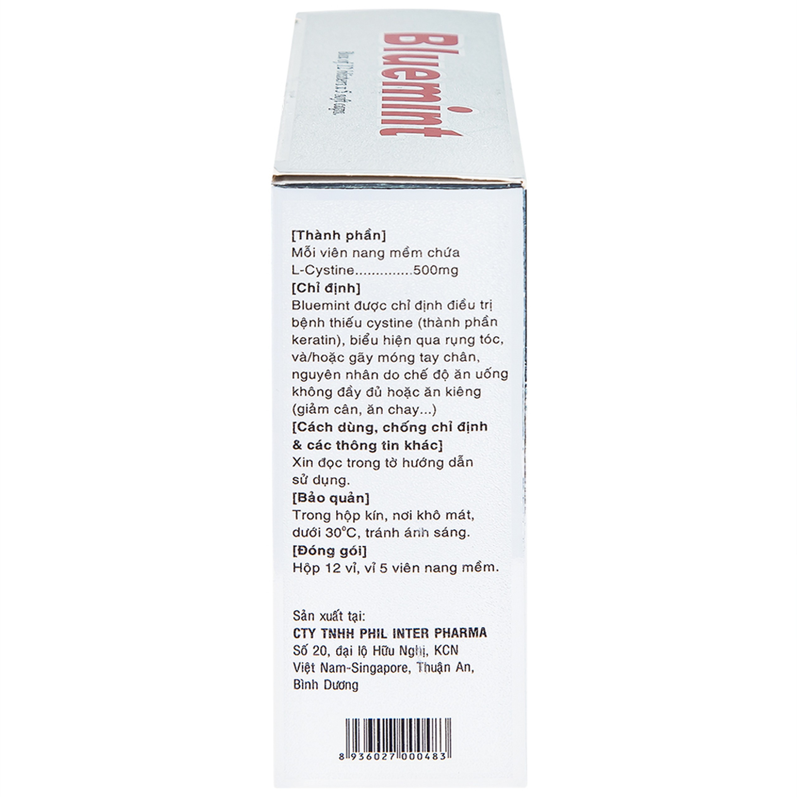 Thuốc Bluemint Phil hỗ trợ điều trị viêm da, sạm da, tàn nhang (12 vỉ x 5 viên)