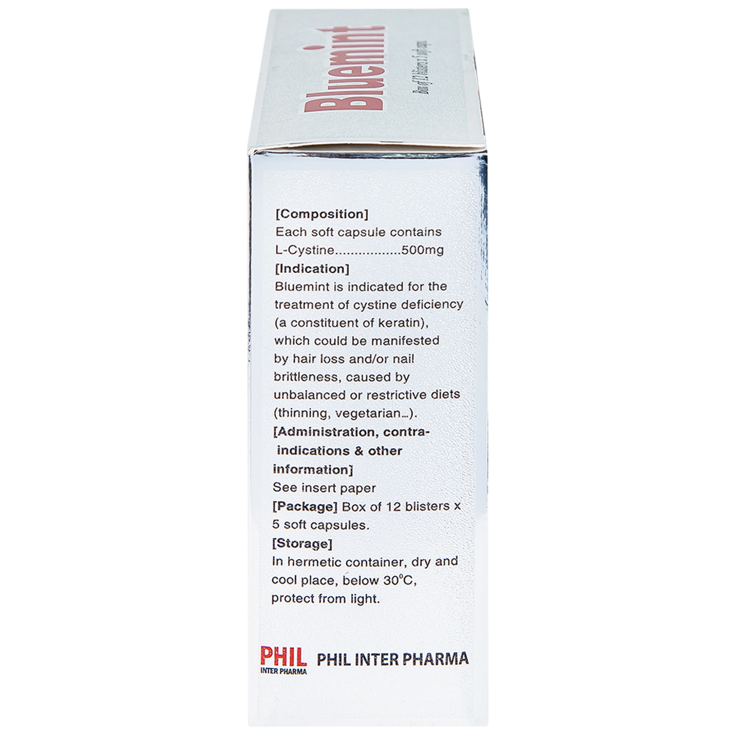 Thuốc Bluemint Phil hỗ trợ điều trị viêm da, sạm da, tàn nhang (12 vỉ x 5 viên)