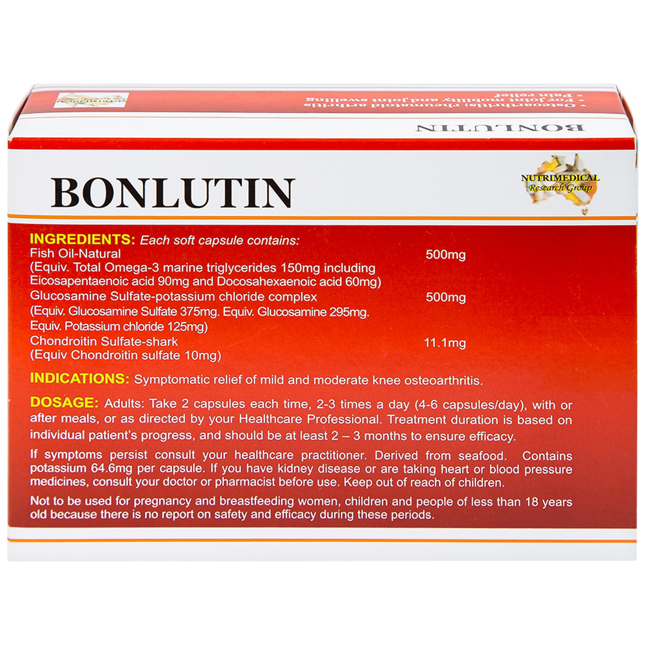 Thuốc Bonlutin Catalent giảm triệu chứng của thoái hóa khớp gối nhẹ và trung bình (4 vỉ x 15 viên)