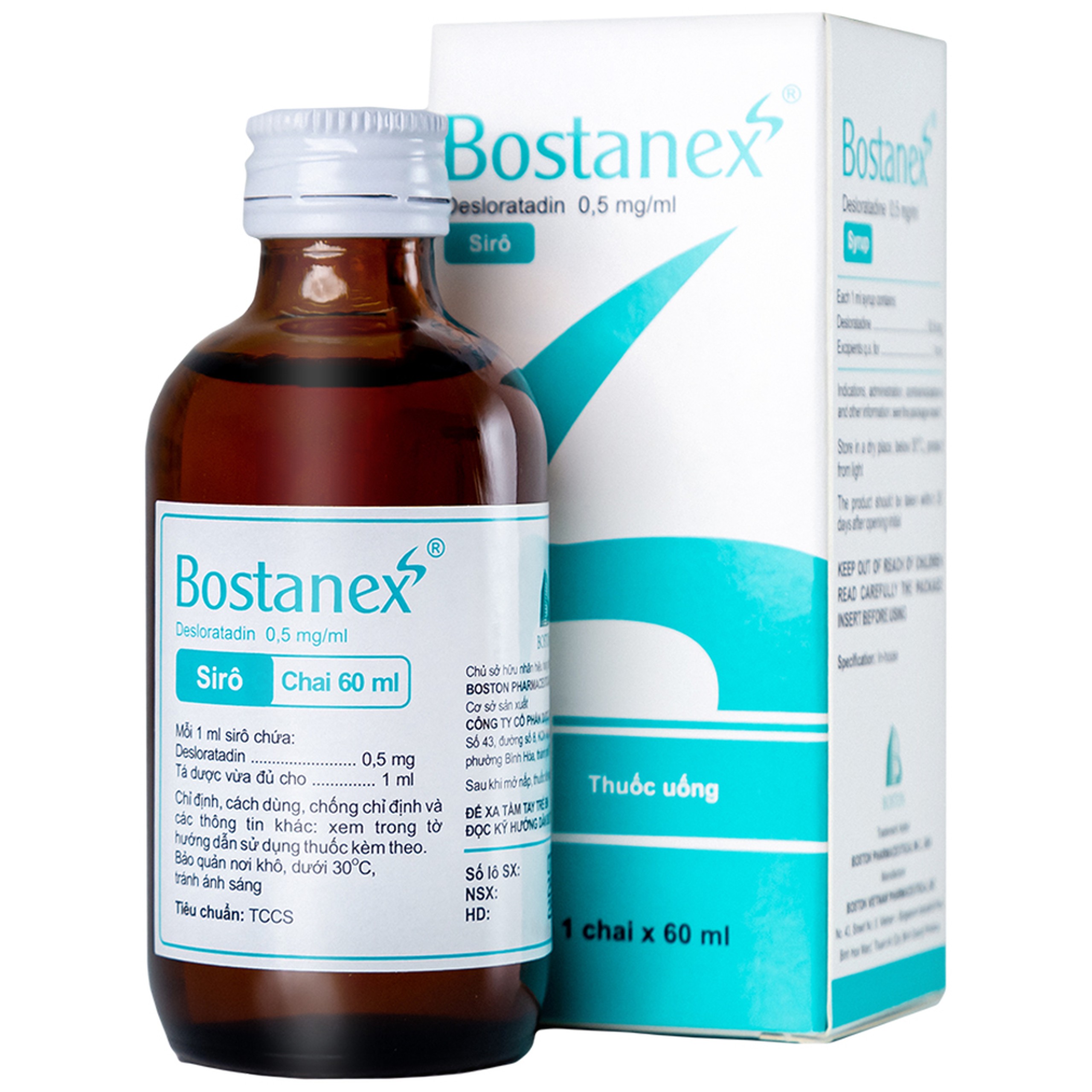 Thuốc Bostanex Boston giảm viêm mũi dị ứng, nổi mày đay (60ml)