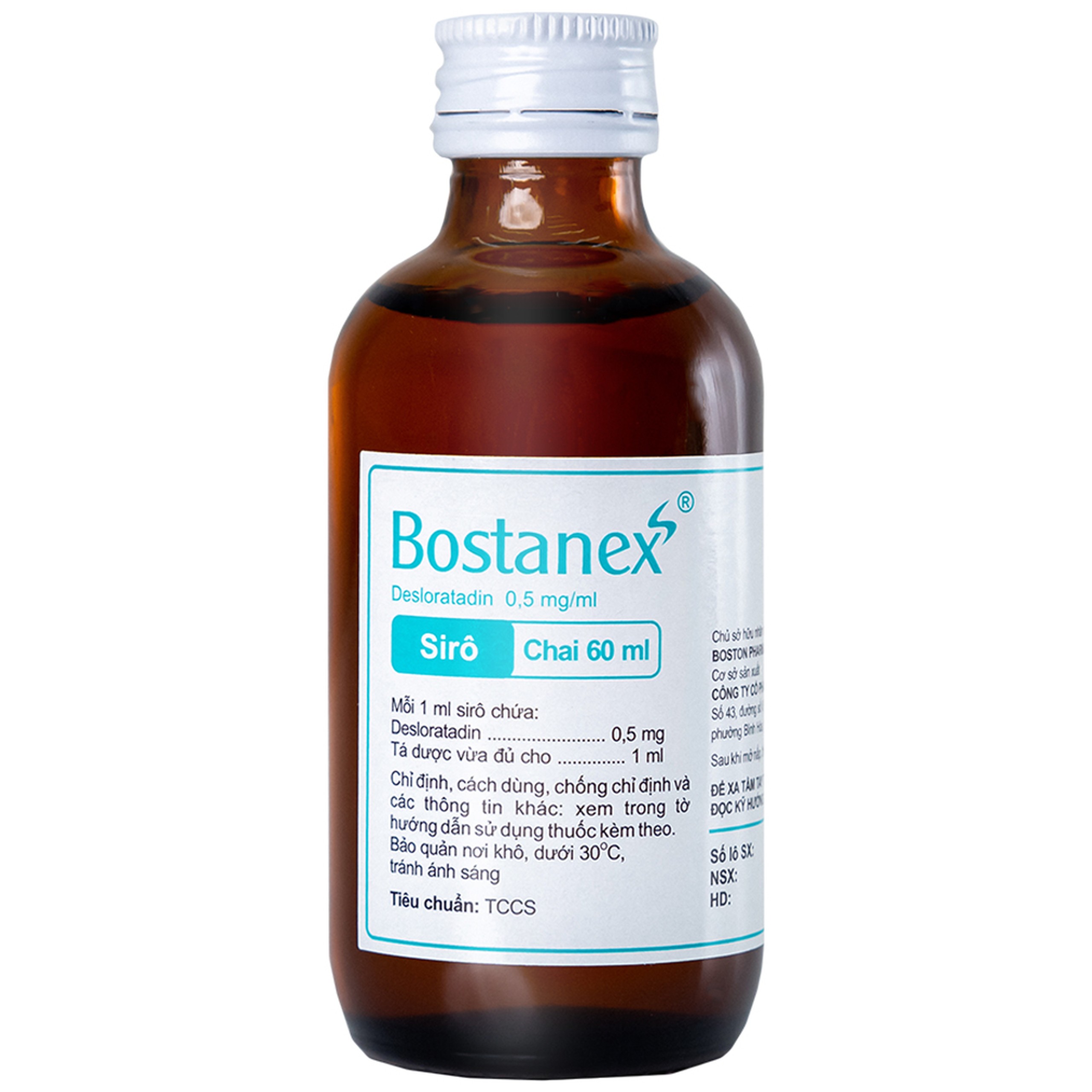 Thuốc Bostanex Boston giảm viêm mũi dị ứng, nổi mày đay (60ml)