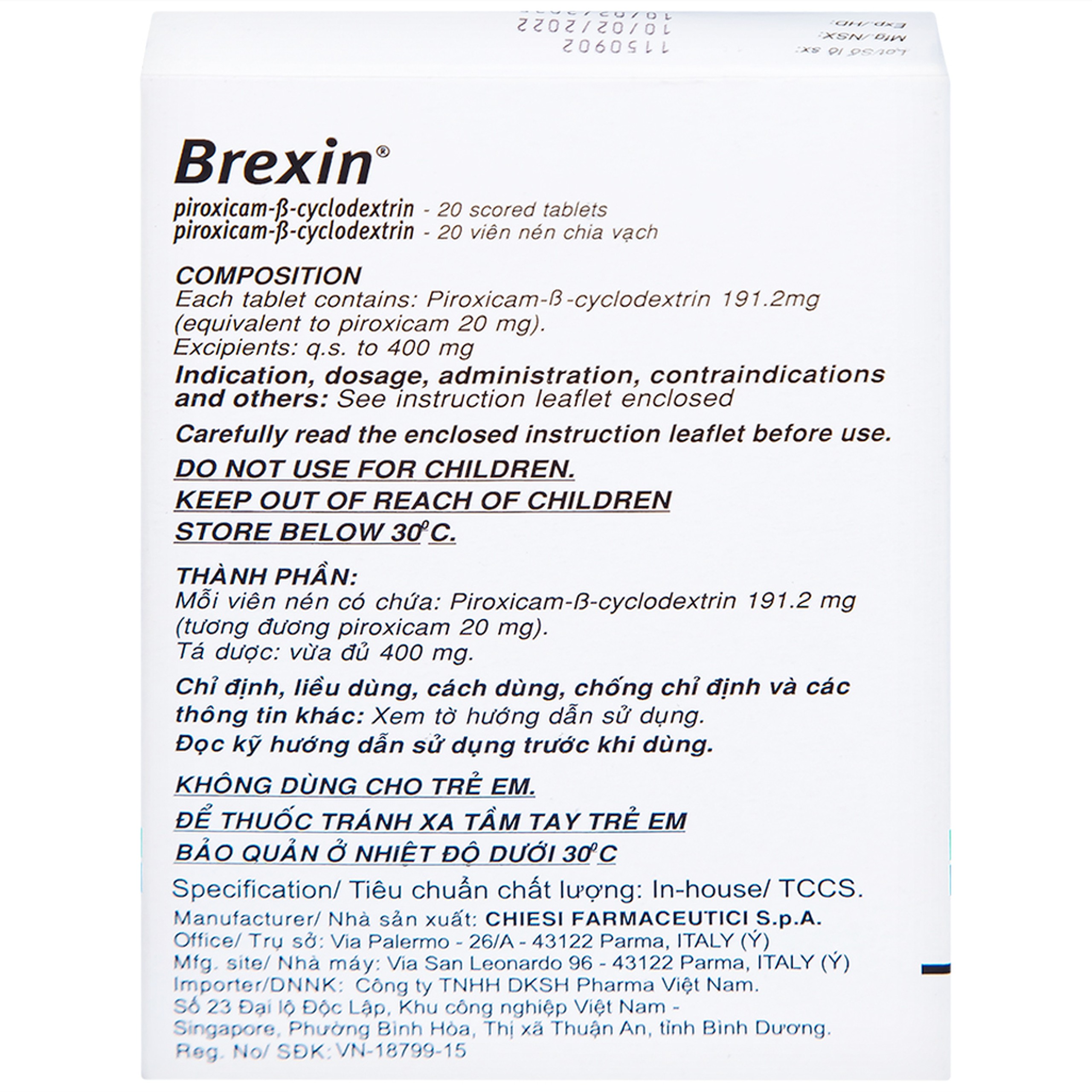 Thuốc Brexin Chiesi giảm các triệu chứng do viêm xương khớp (2 vỉ x 10 viên)