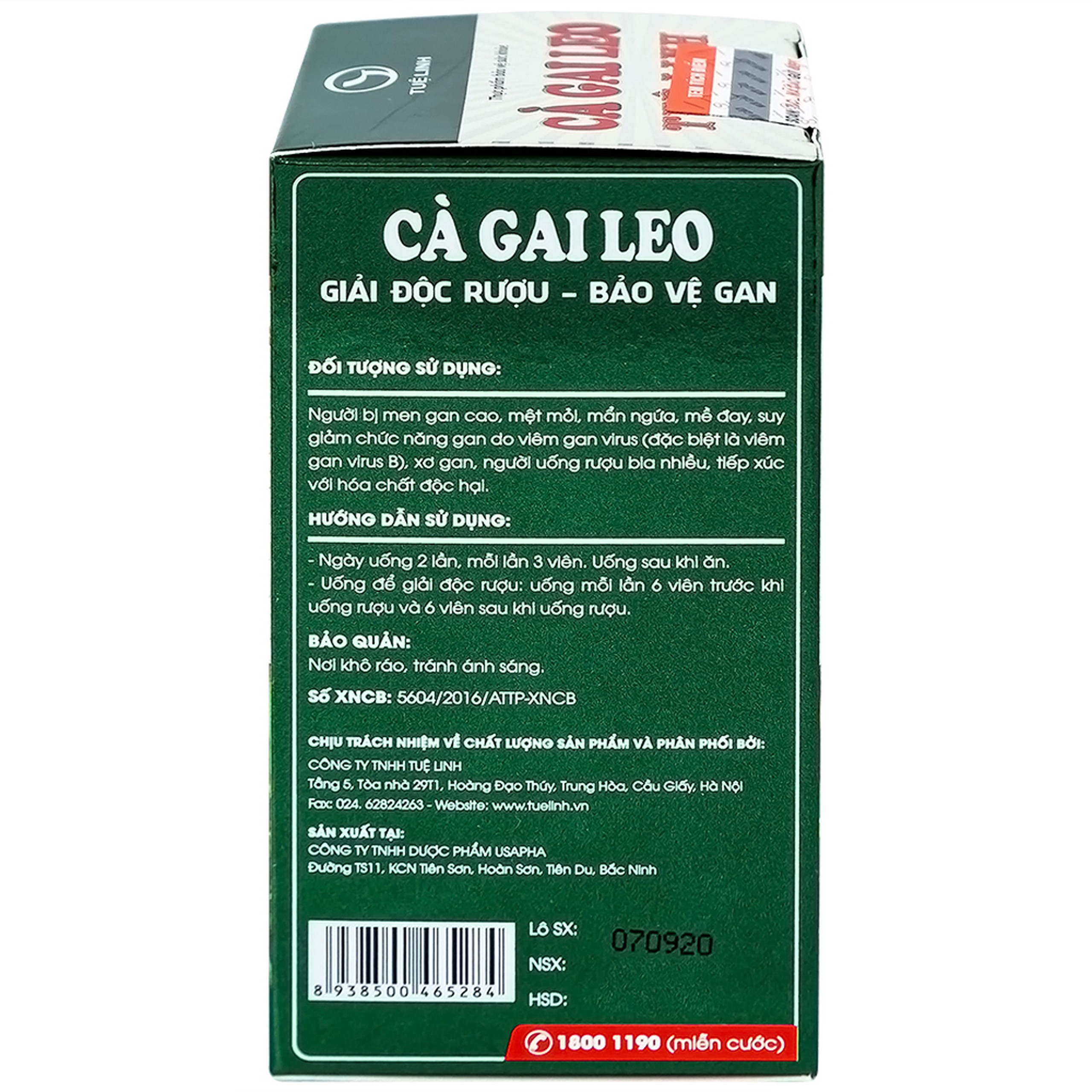 Viên tăng cường chức năng giải độc của gan Cà Gai Leo Tuệ Linh (60 viên)