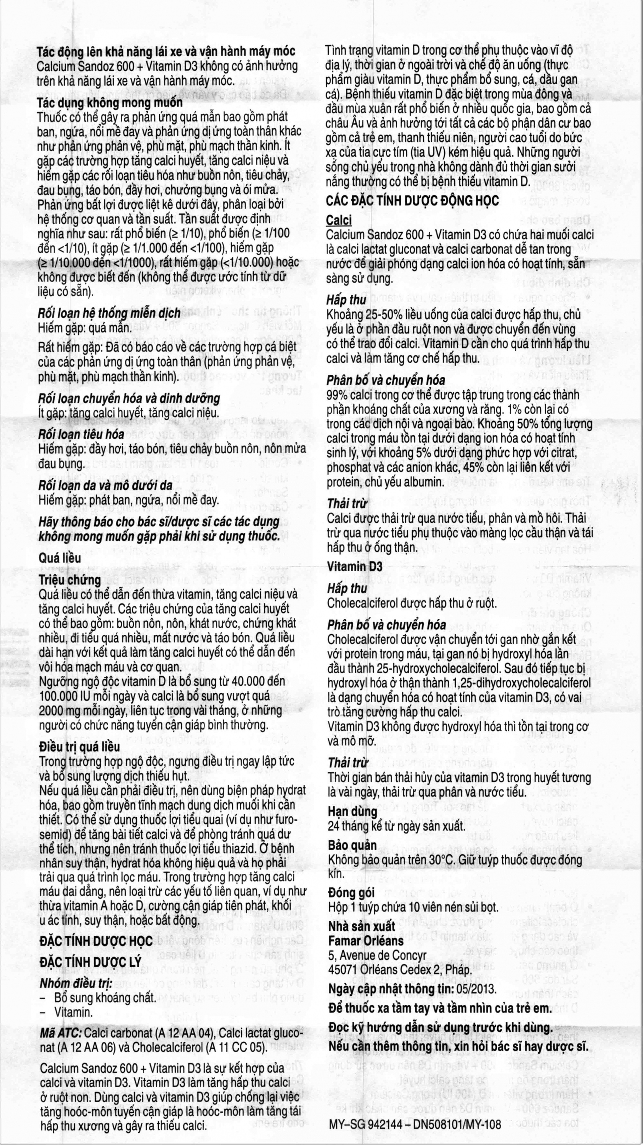 Viên sủi Calcium Sandoz 600 +Vitamin D3 phòng ngừa và điều trị thiếu canxi, vitamin D (10 viên)