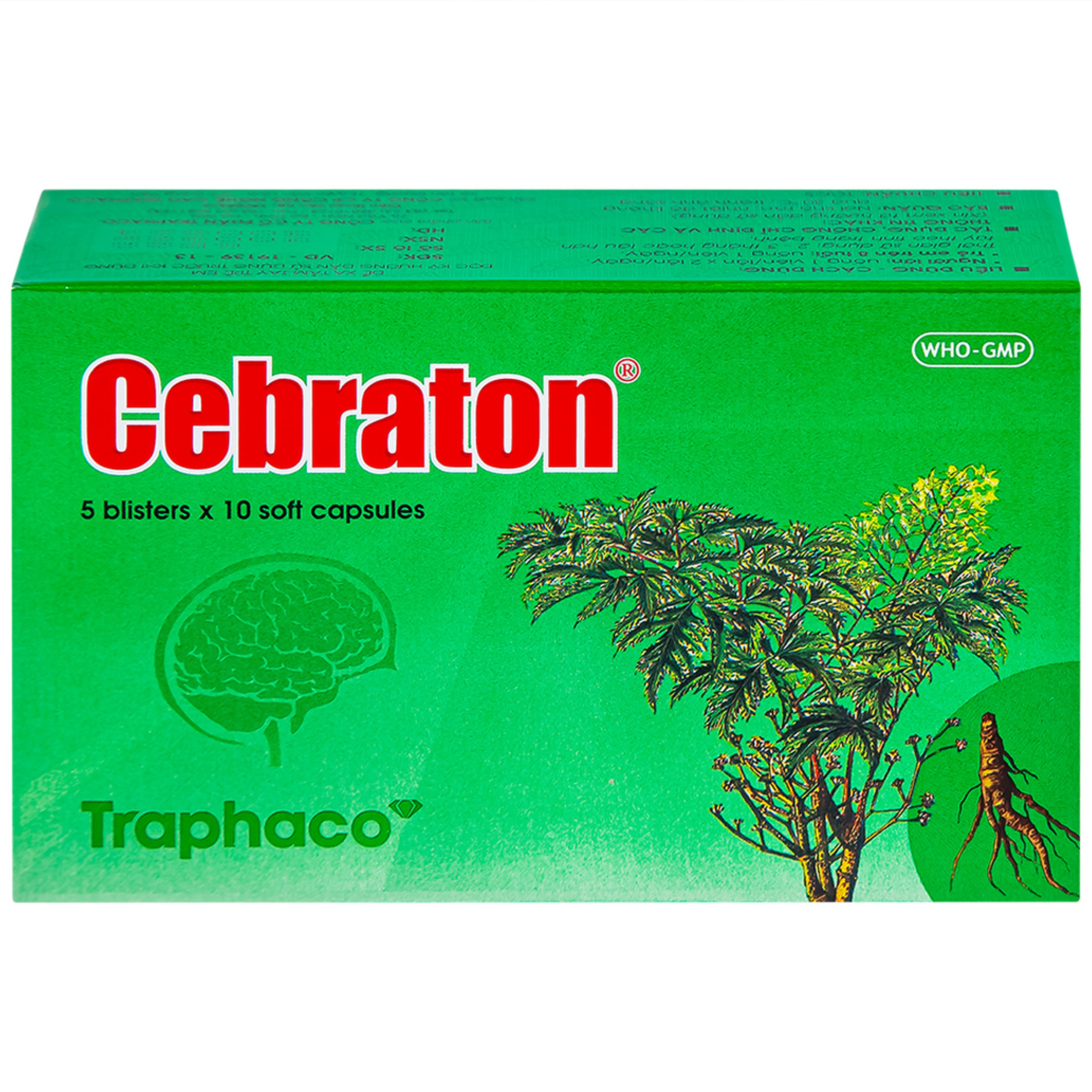 Thuốc Cebraton Traphaco bổ khí huyết, hoạt huyết dưỡng não (5 vỉ x 10 viên)