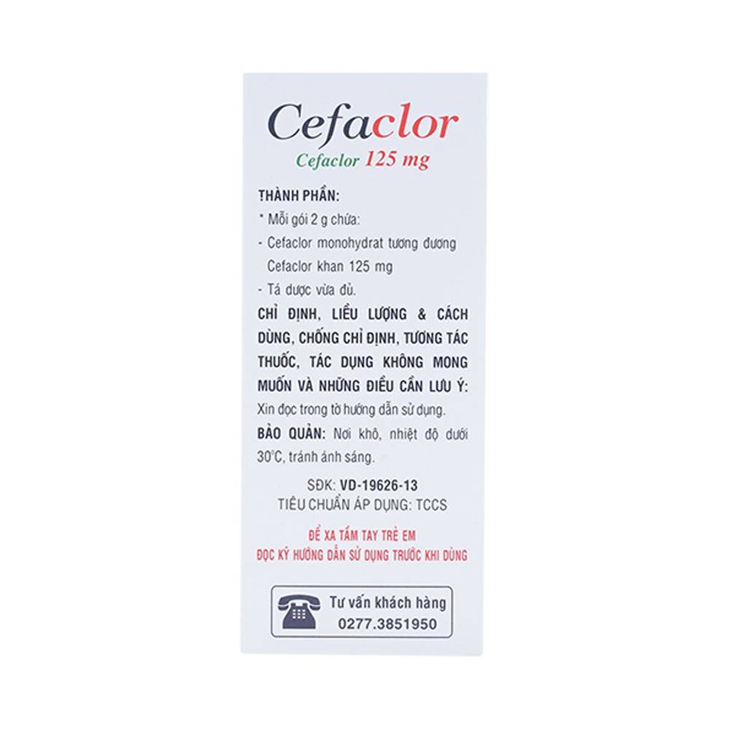 Bột pha hỗn dịch uống Cefaclor 125mg Domesco điều trị nhiễm khuẩn (10 gói)