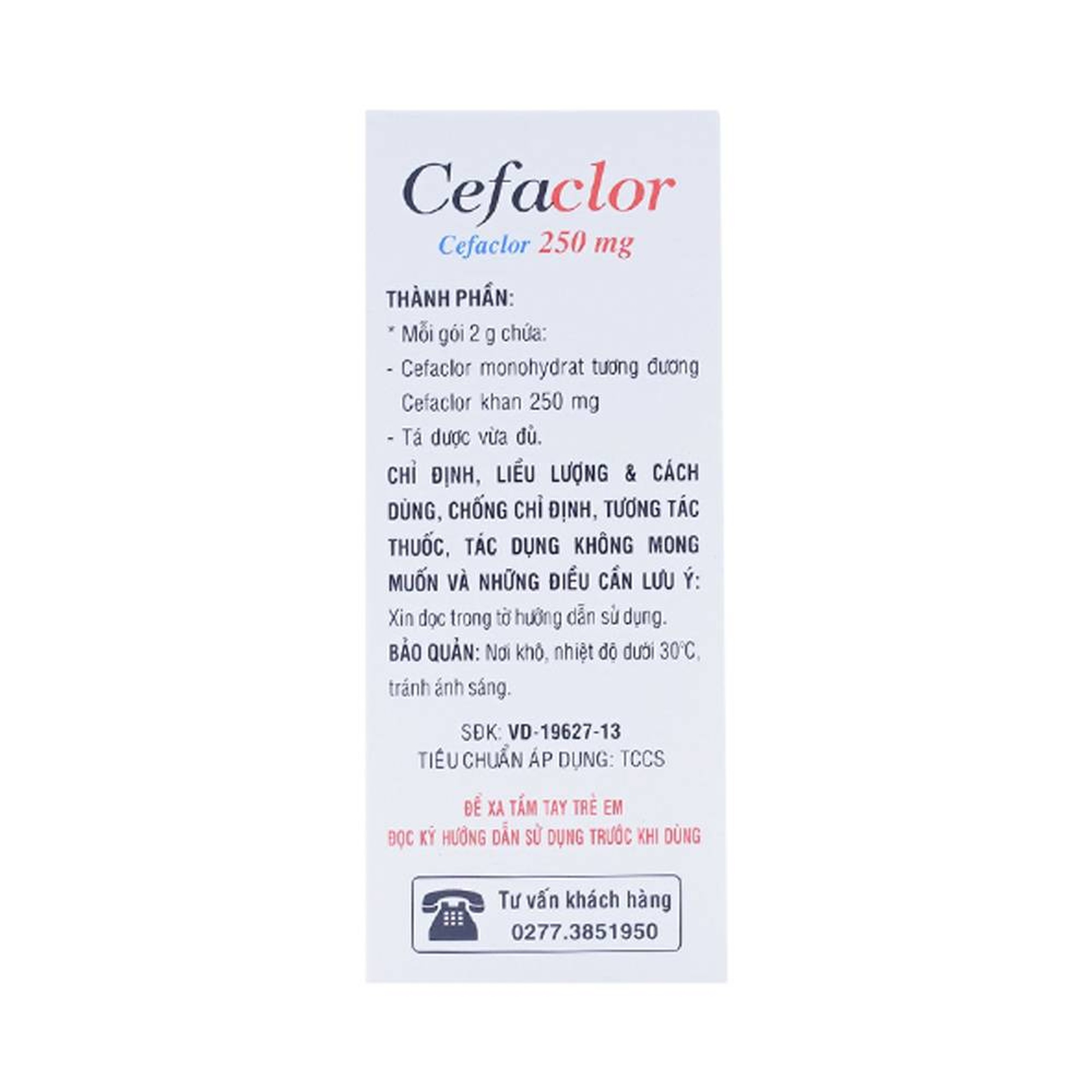 Bột pha hỗn dịch uống Cefaclor 250mg Domesco điều trị nhiễm khuẩn (10 gói)