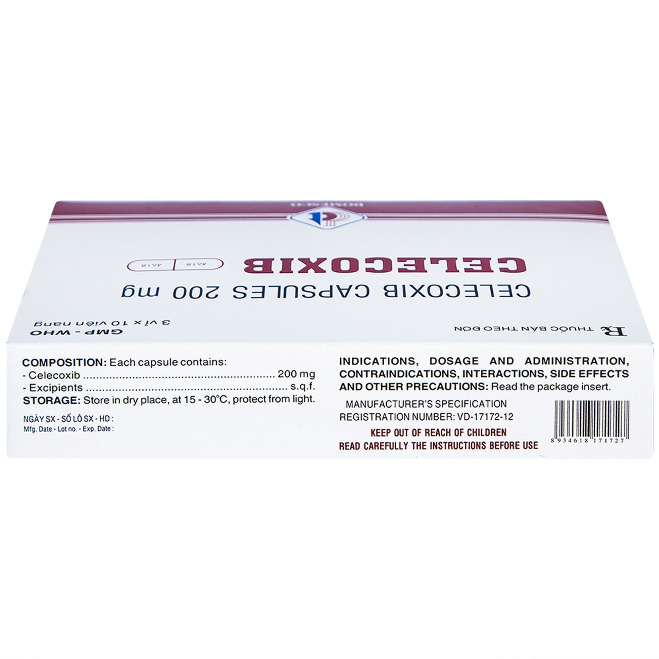 Thuốc Celecoxib 200mg Domesco điều trị thoái hóa khớp, viêm khớp dạng thấp (3 vỉ x 10 viên)
