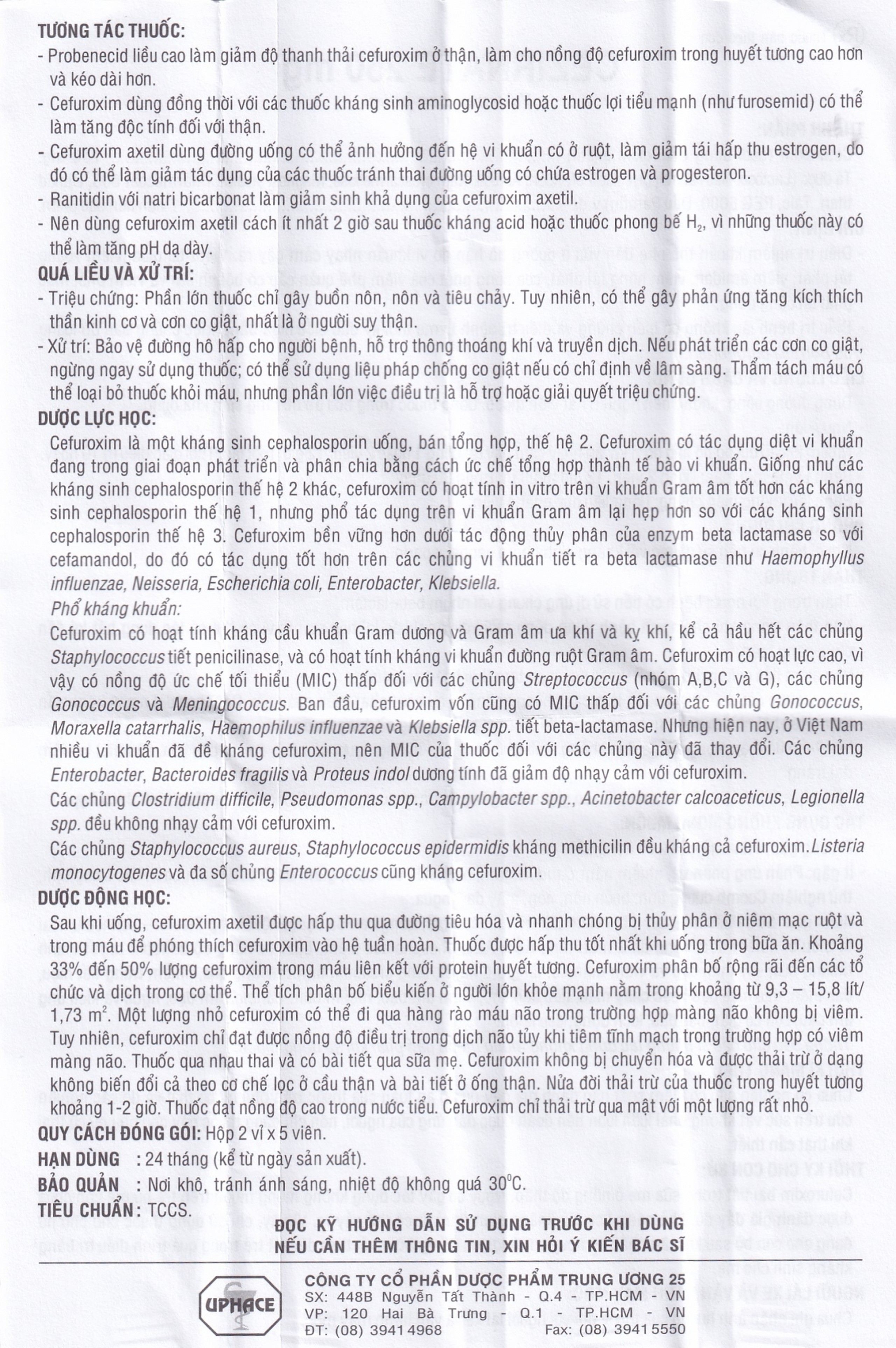 Thuốc Cezirnate 250 mg Uphace điều trị nhiễm khuẩn thể nhẹ đến vừa ở đường hô hấp (2 vỉ x 5 viên)