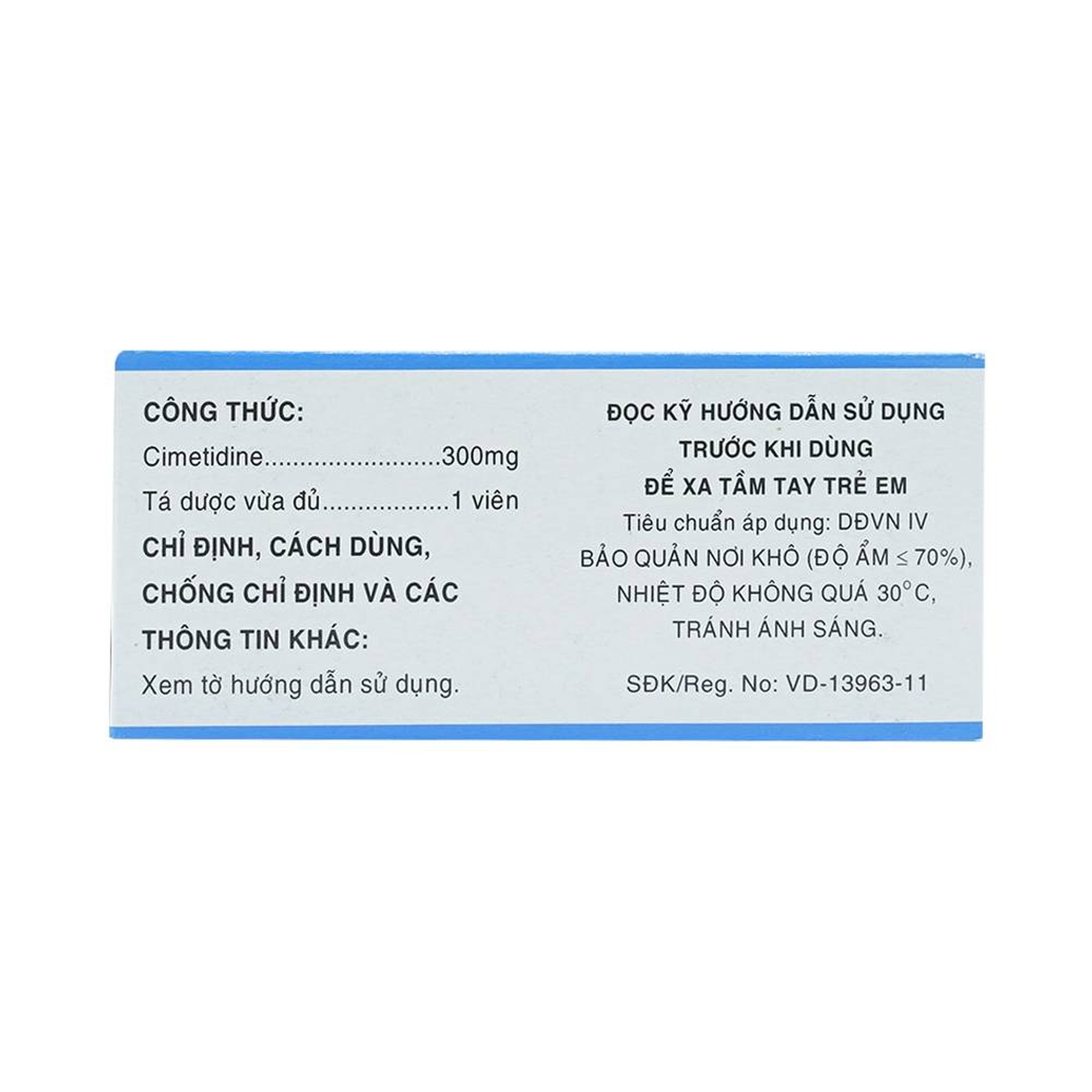 Thuốc Cimetidine MKP 300mg Mekophar điều trị ngắn hạn loét dạ dày, tá tràng tiến triển (10 vỉ x 10 viên)